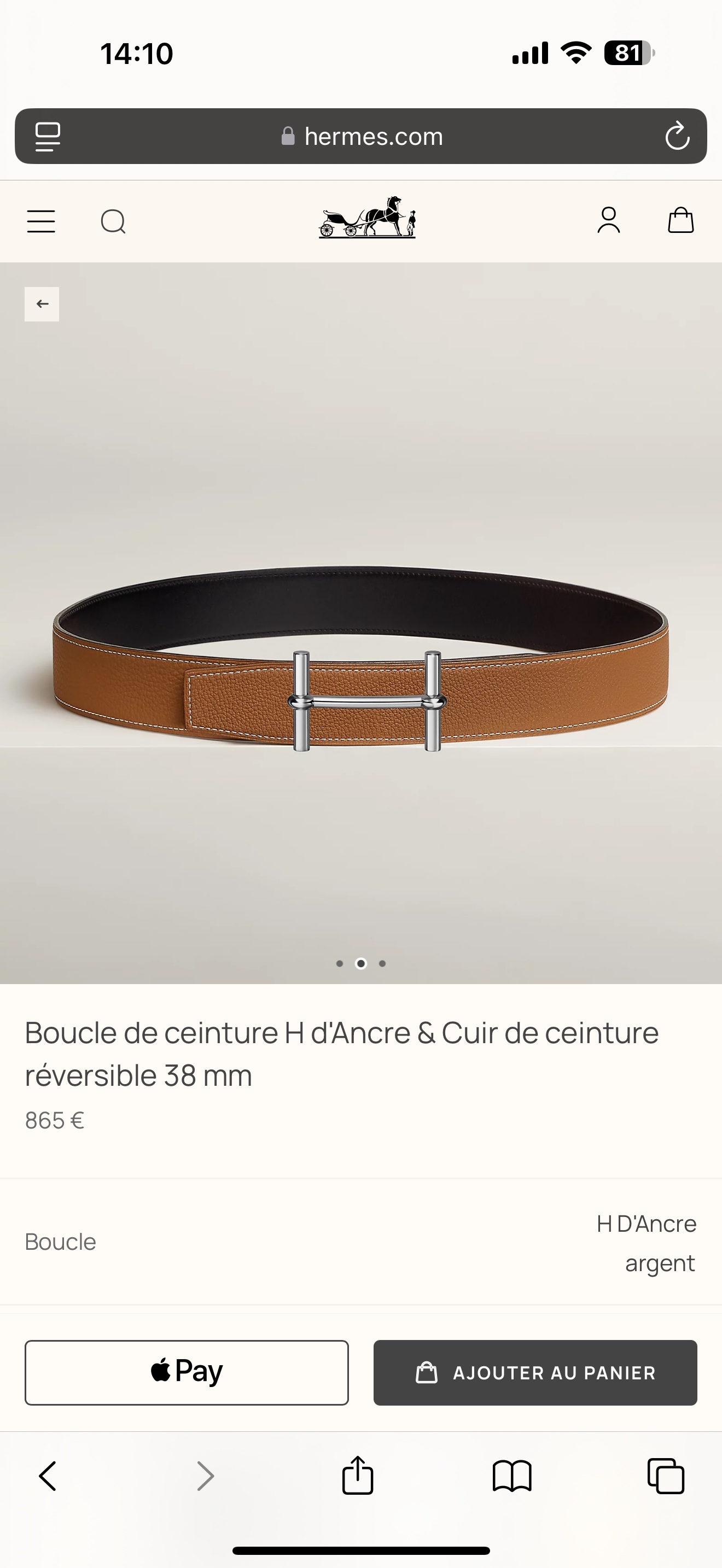 Hermès Male Basic Belt 38mm