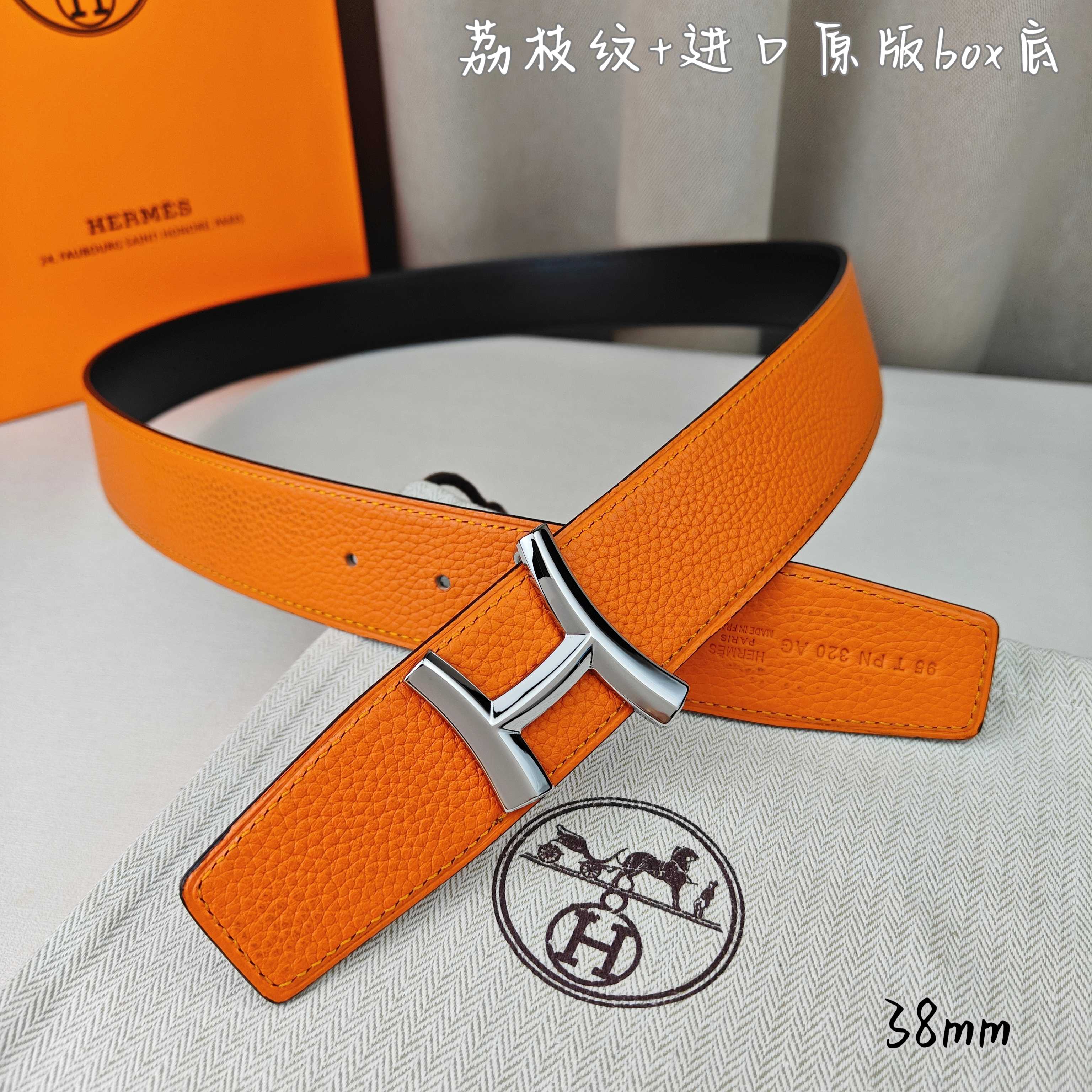 Hermès Basic Belt Top Grain Leather Black 38mm-m