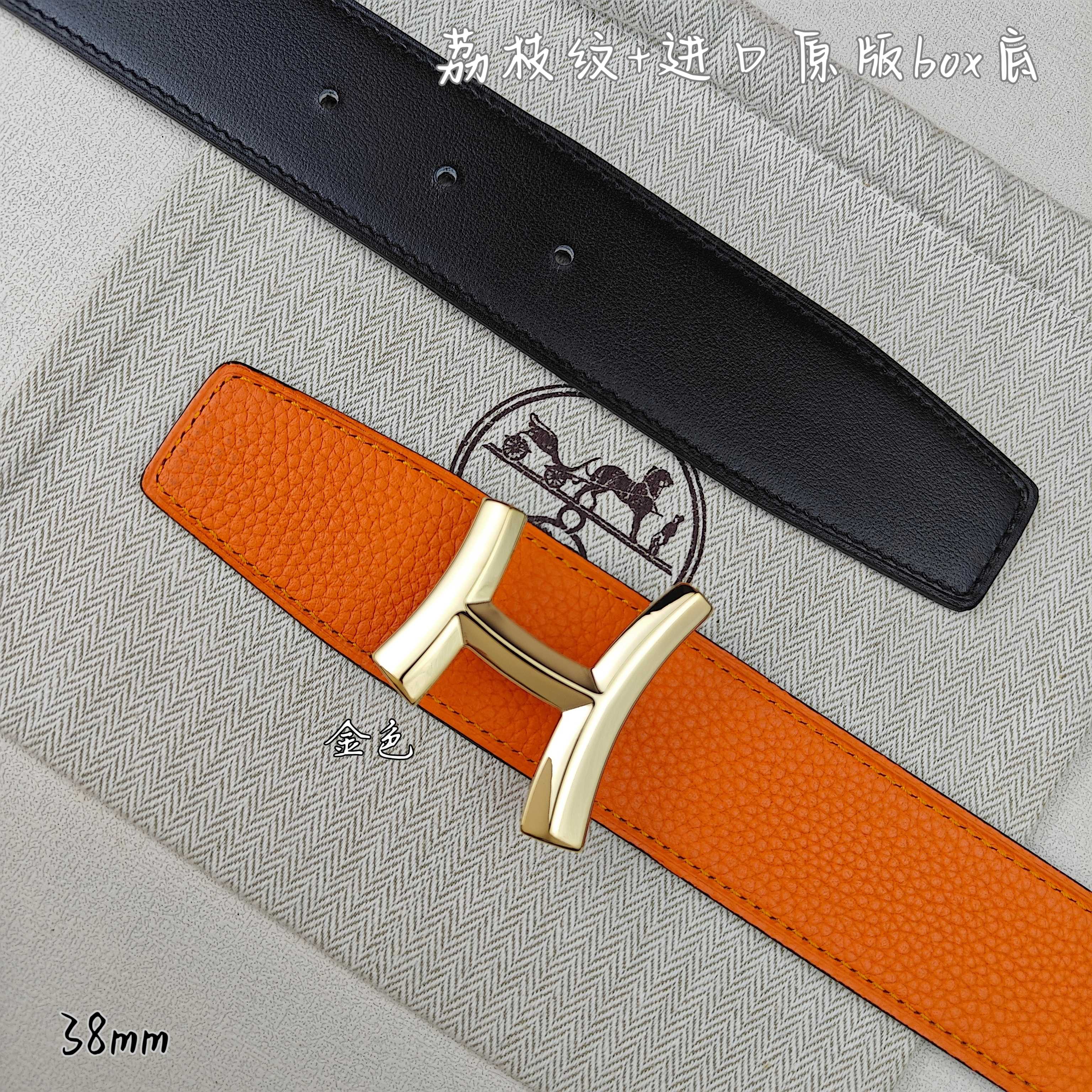 Hermès Basic Belt Top Grain Leather Black 38mm-m
