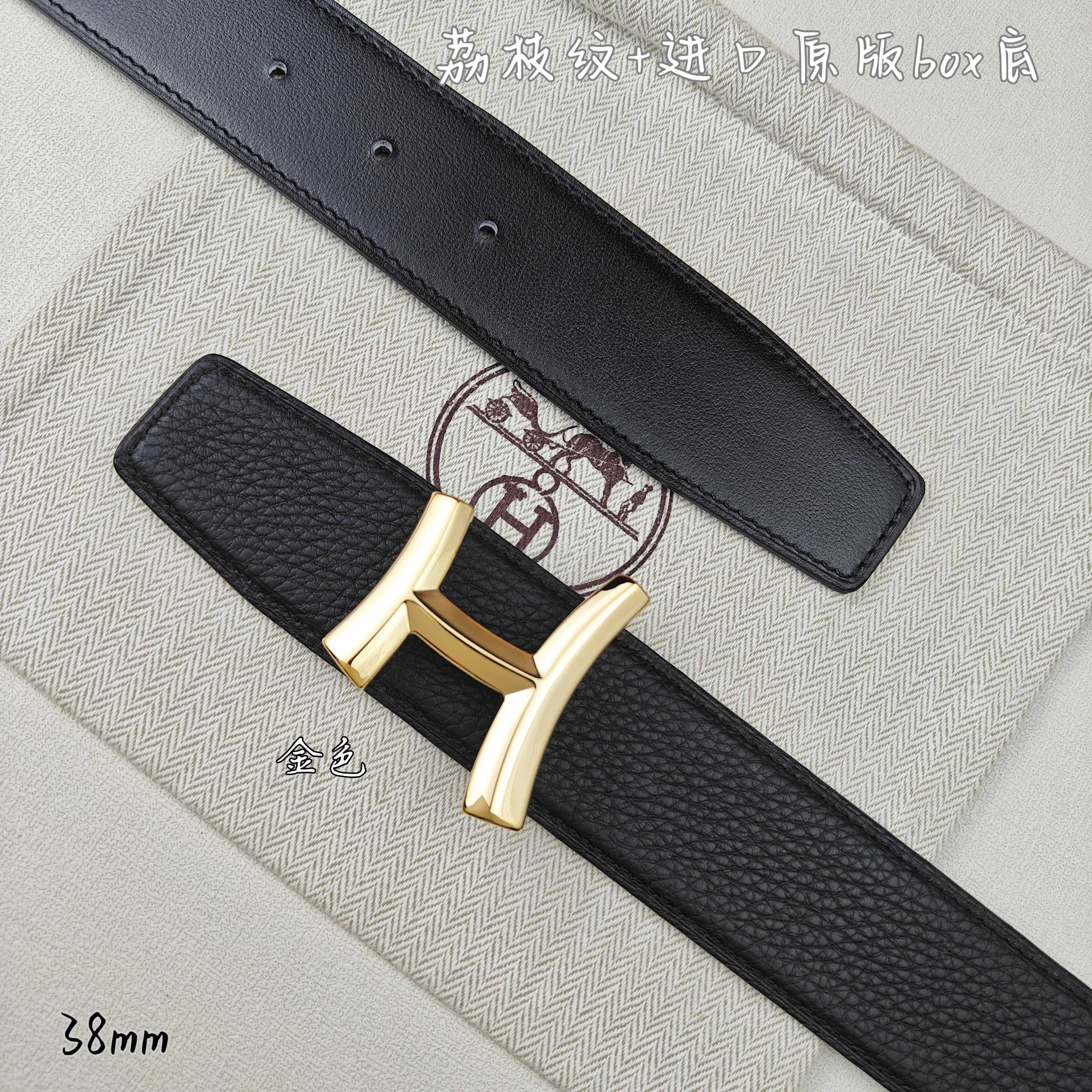 Hermès Basic Belt Top Grain Leather Black 38mm-m