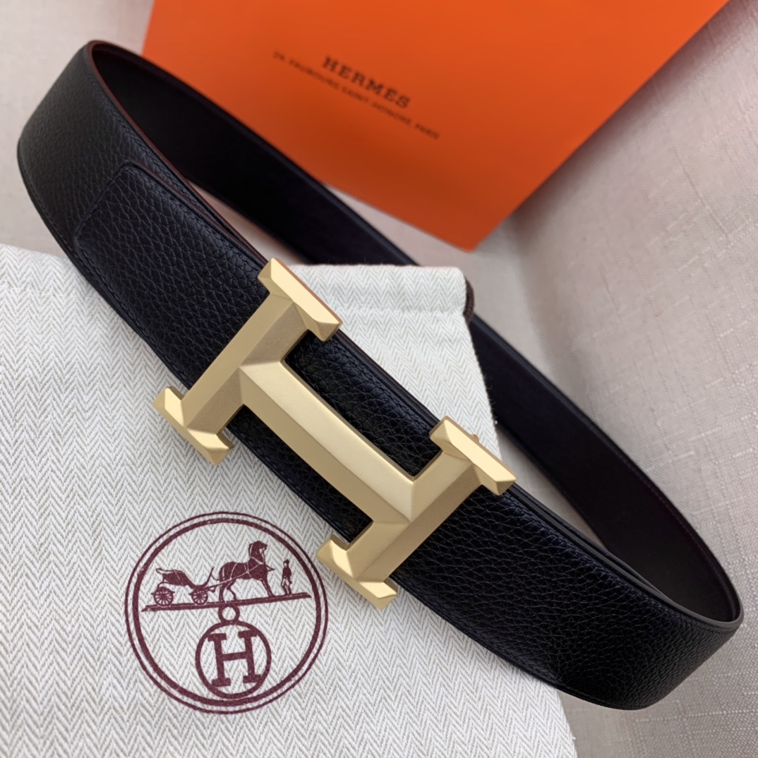 Hermès Basic Belt Top Grain Leather Black 38mm-m