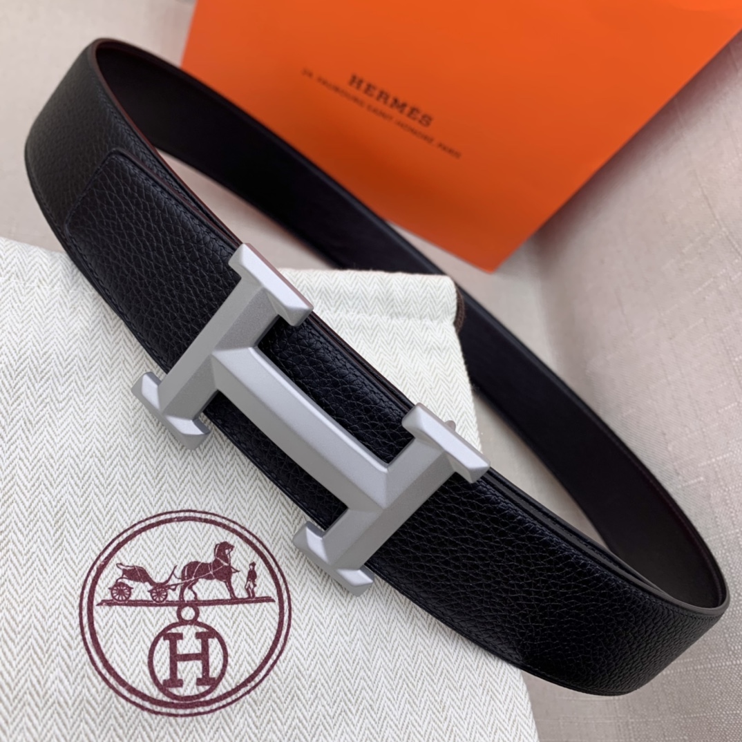 Hermès Basic Belt Top Grain Leather Black 38mm-m