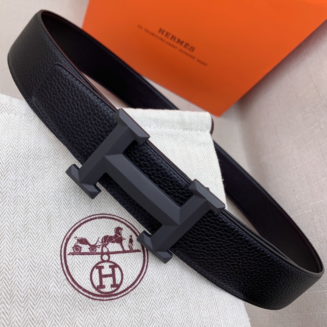 Hermès Basic Belt Top Grain Leather Black 38mm-m