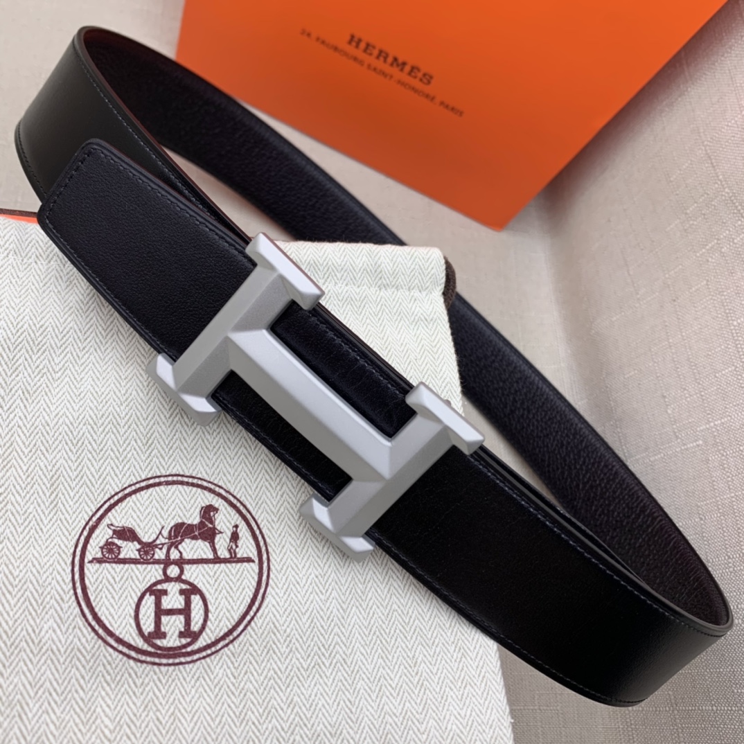 Hermès Basic Belt Top Grain Leather Black 38mm-m