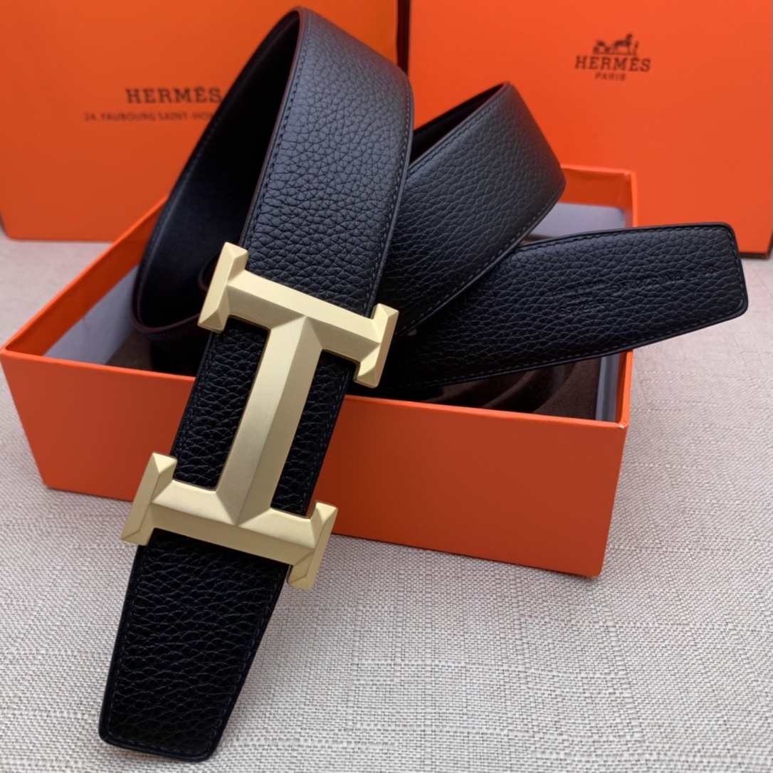 Hermès Basic Belt Top Grain Leather Black 38mm-m