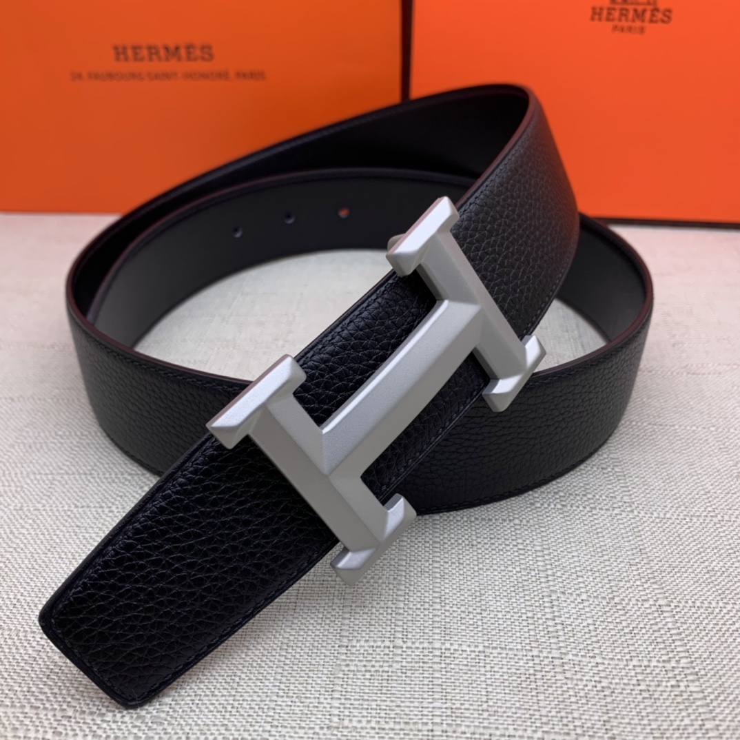 Hermès Basic Belt Top Grain Leather Black 38mm-m