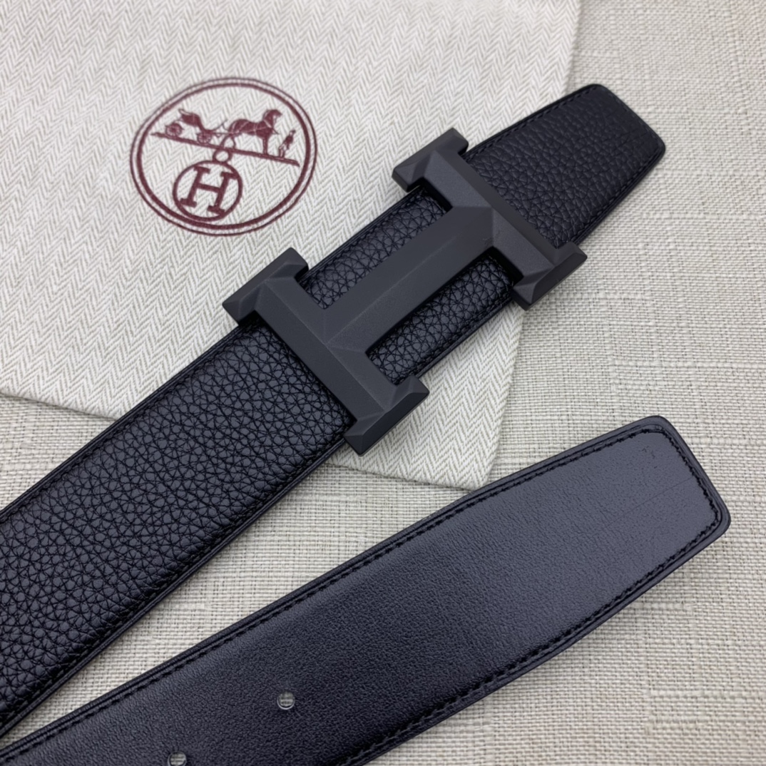 Hermès Basic Belt Top Grain Leather Black 38mm-m