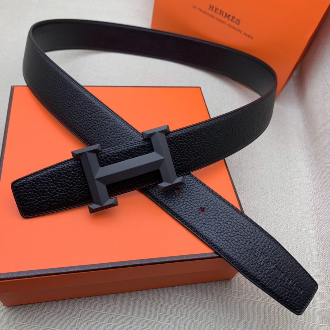 Hermès Basic Belt Top Grain Leather Black 38mm-m