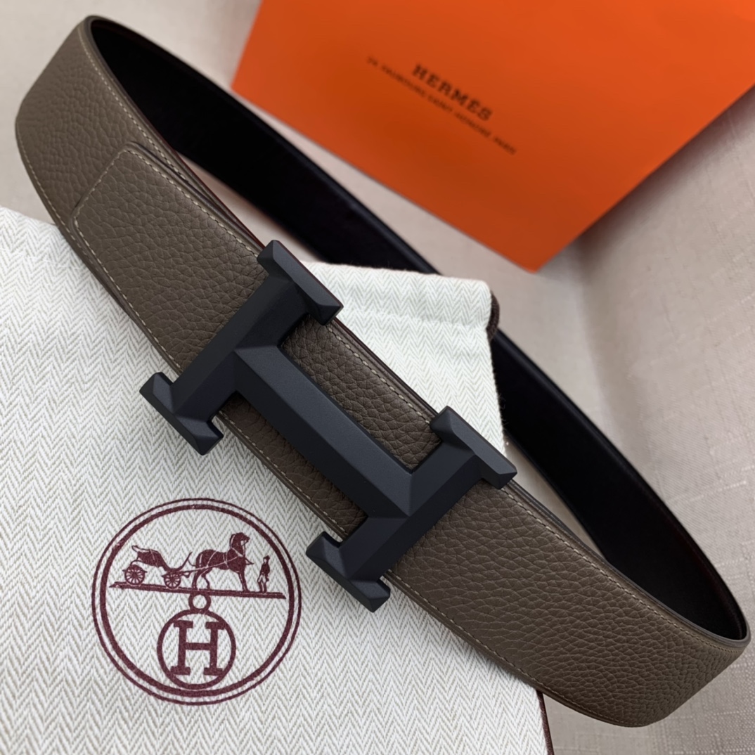 Hermès Basic Belt Top Grain Leather Black 38mm-m