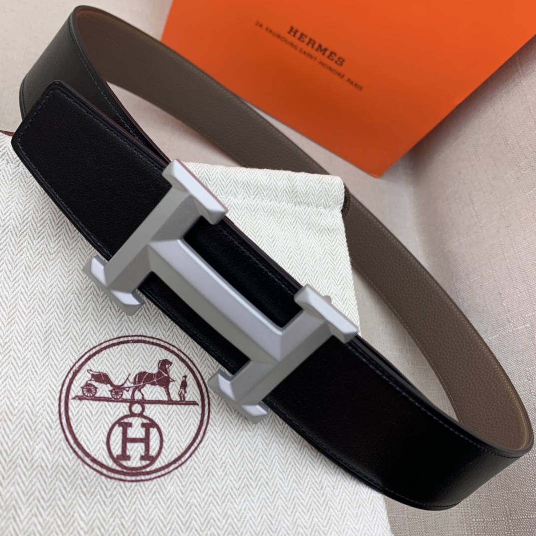 Hermès Basic Belt Top Grain Leather Black 38mm-m