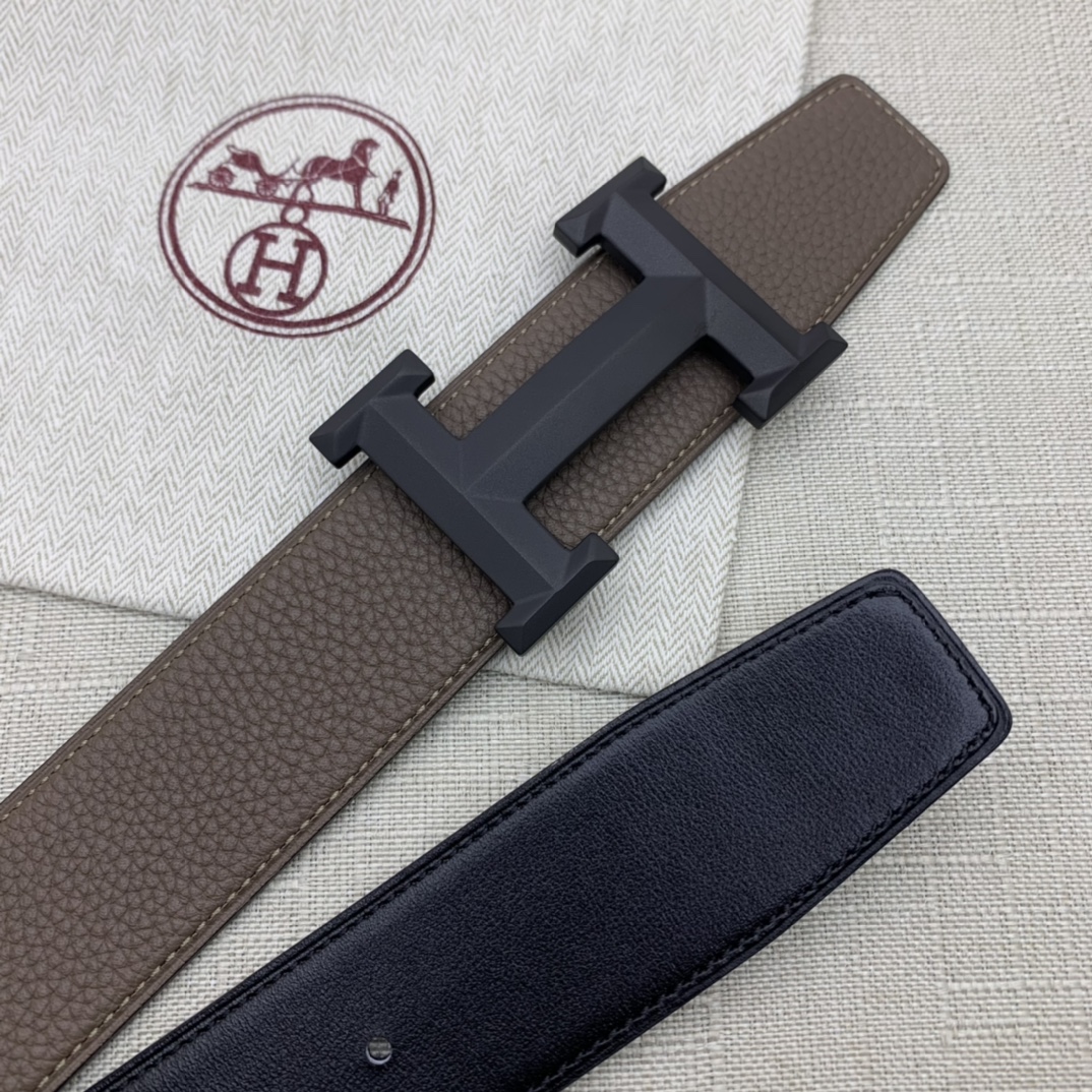 Hermès Basic Belt Top Grain Leather Black 38mm-m