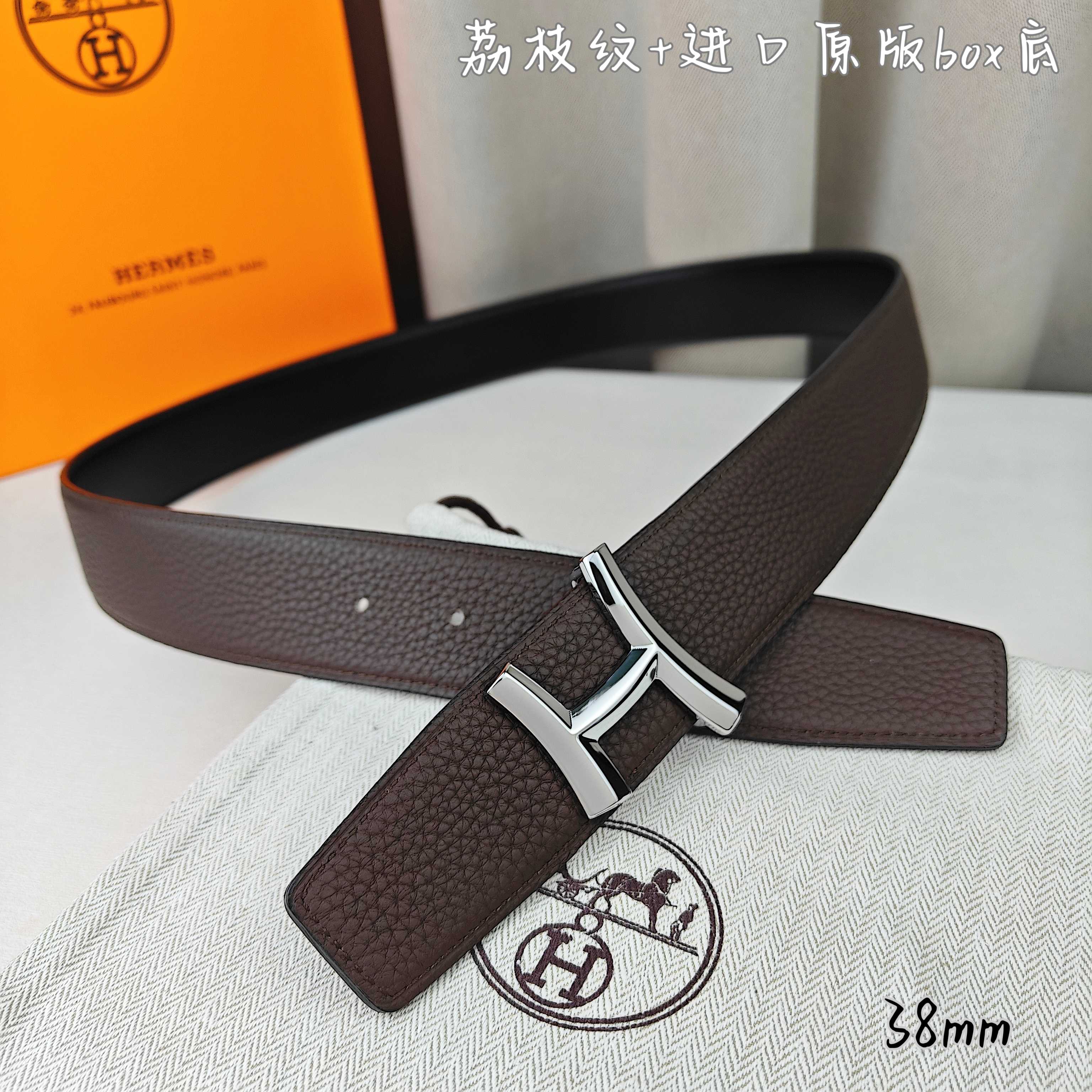 Hermès Basic Belt Top Grain Leather Black 38mm-m