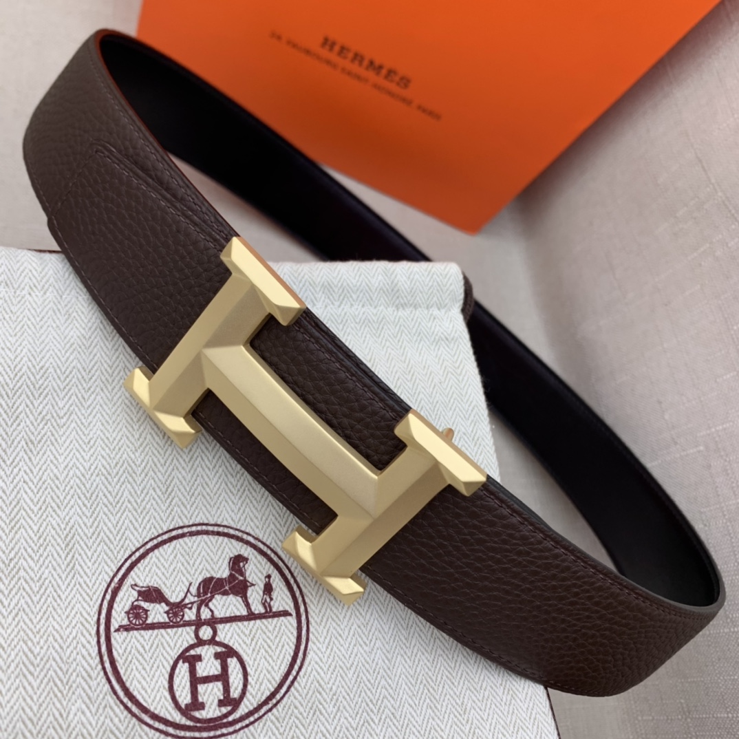 Hermès Basic Belt Top Grain Leather Black 38mm-m