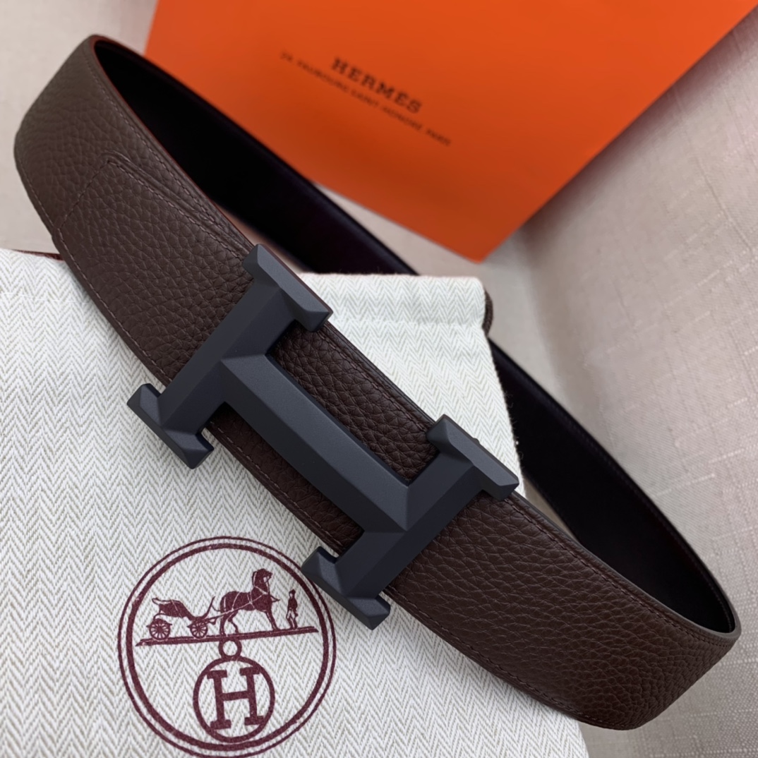 Hermès Basic Belt Top Grain Leather Black 38mm-m