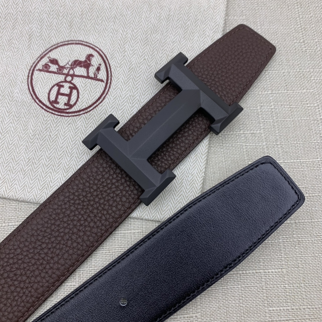 Hermès Basic Belt Top Grain Leather Black 38mm-m