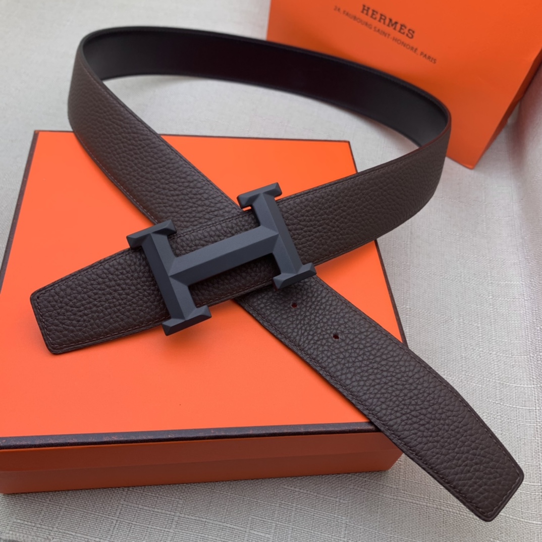 Hermès Basic Belt Top Grain Leather Black 38mm-m
