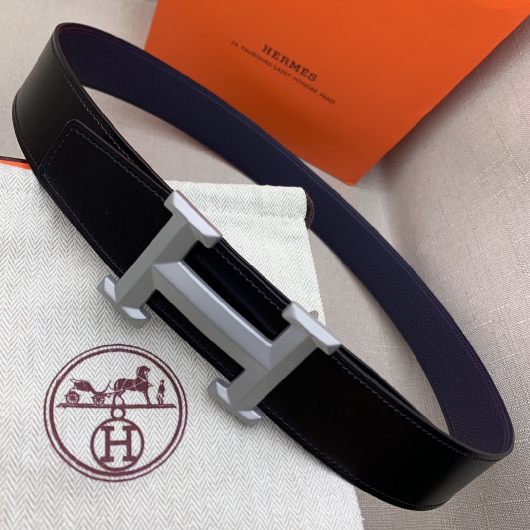 Hermès Basic Belt Top Grain Leather Black 38mm-m