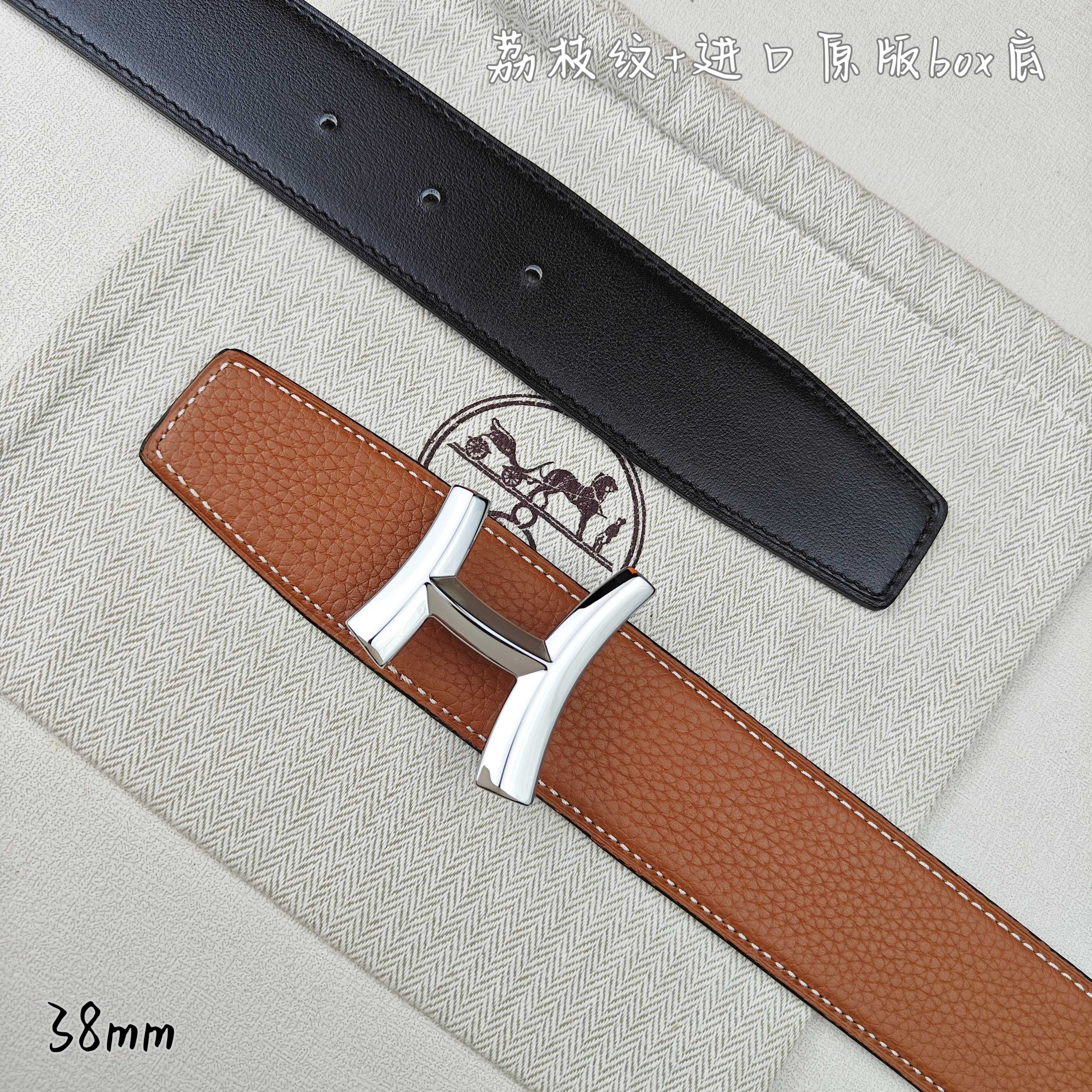 Hermès Basic Belt Top Grain Leather Black 38mm-m