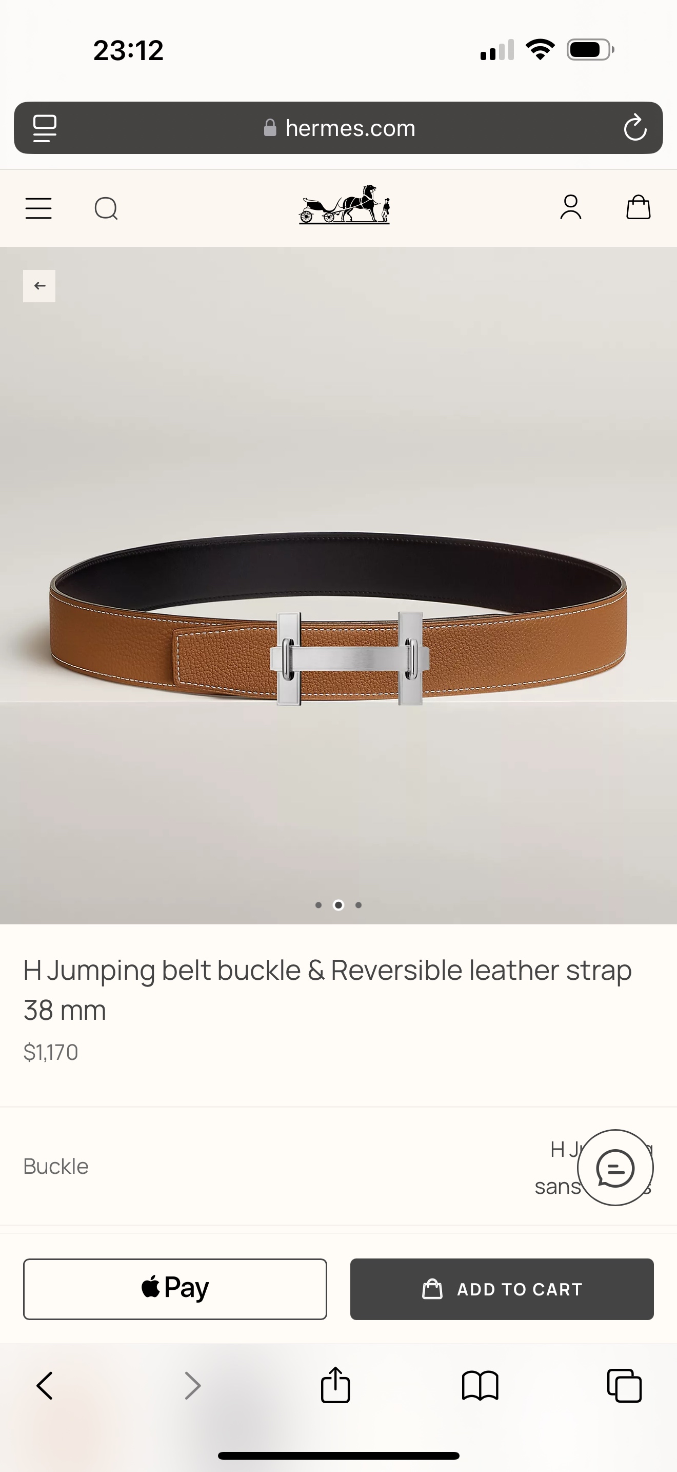Hermès Male Basic Belt 38mm-s-m