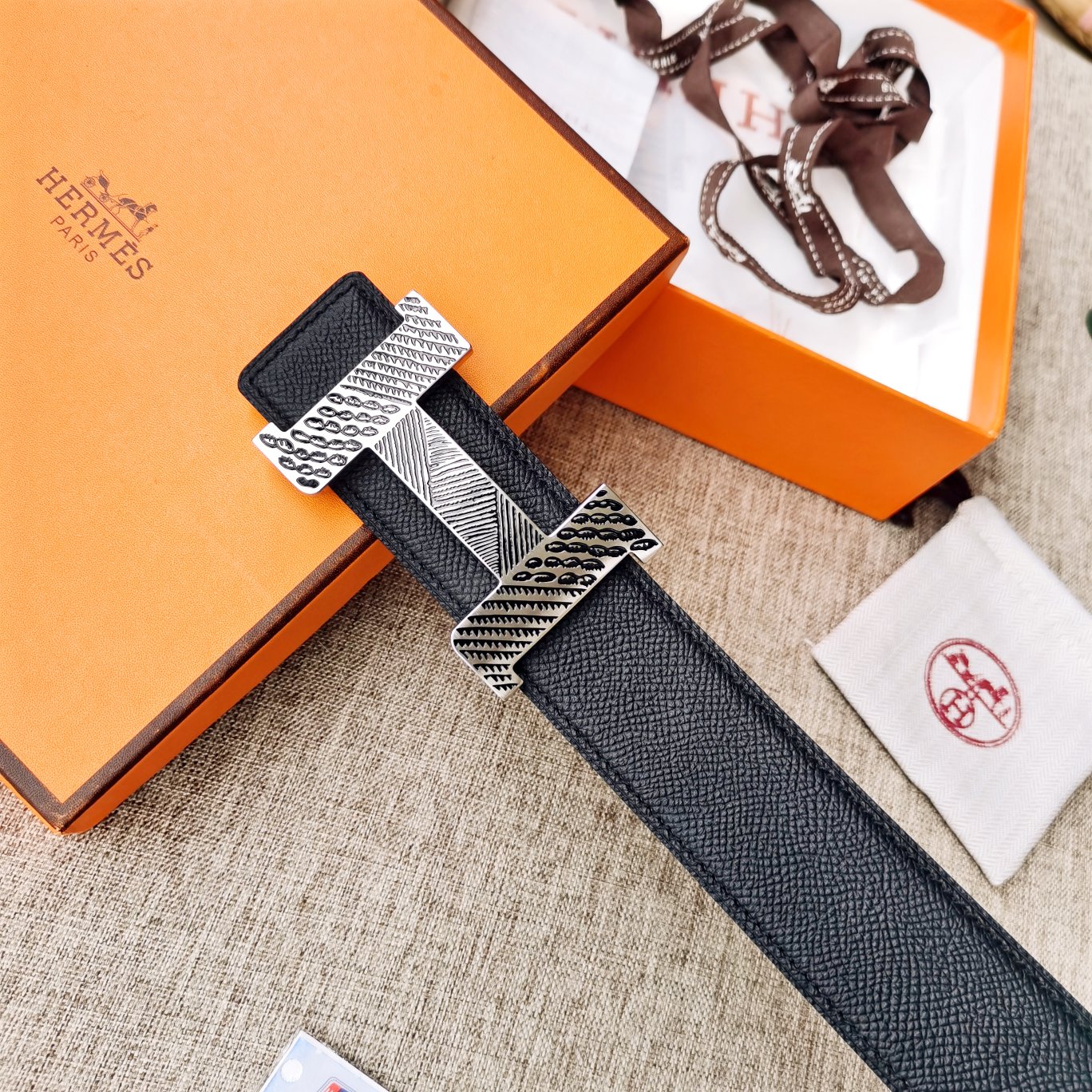 Hermès Male Leather Belt Top Grain Leather S-m