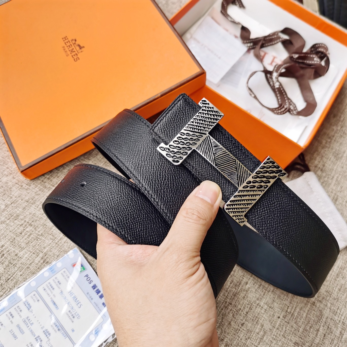 Hermès Male Leather Belt Top Grain Leather S-m