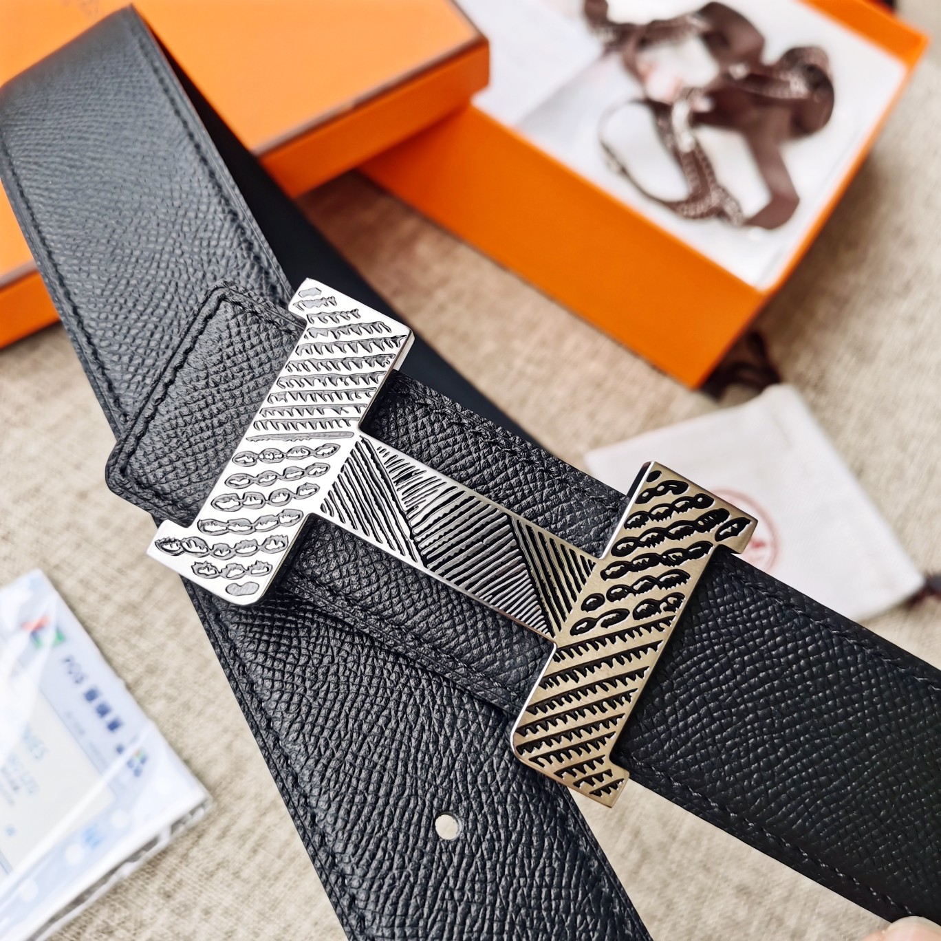 Hermès Male Leather Belt Top Grain Leather S-m
