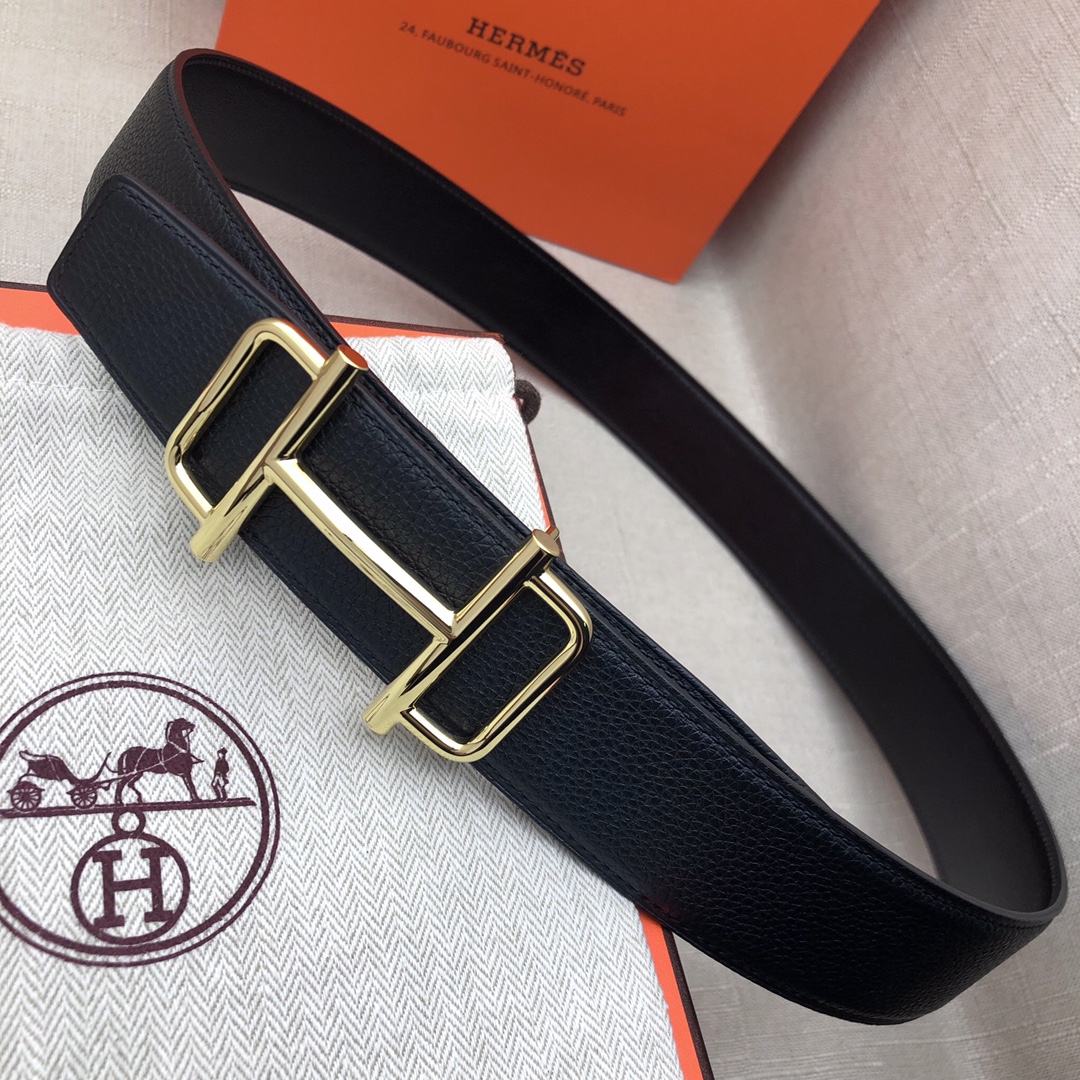Hermès Basic Belt Top Grain Leather Black 38mm-s-m