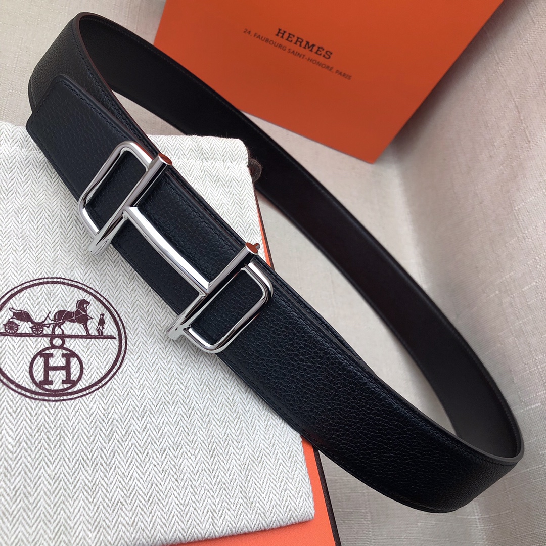 Hermès Basic Belt Top Grain Leather Black 38mm-s-m