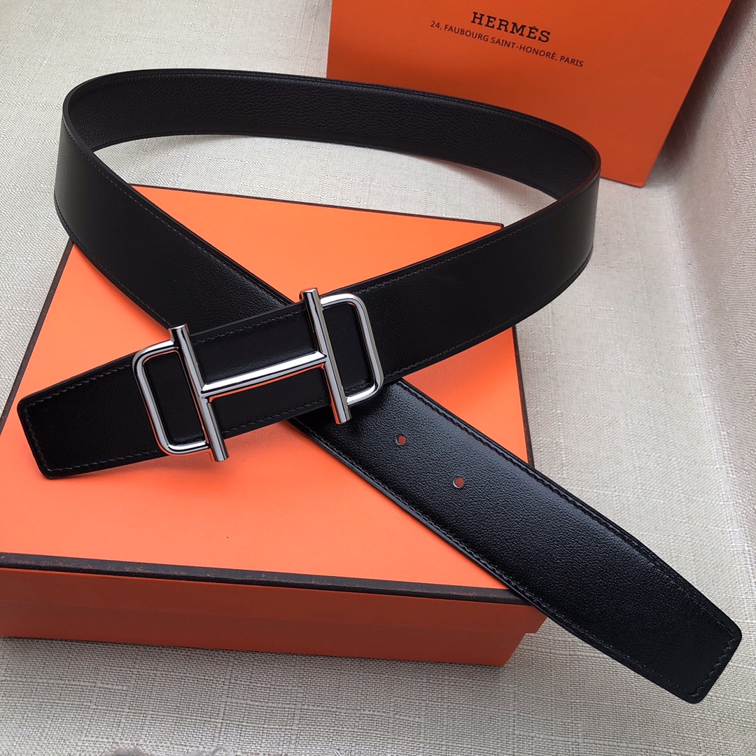 Hermès Basic Belt Top Grain Leather Black 38mm-s-m