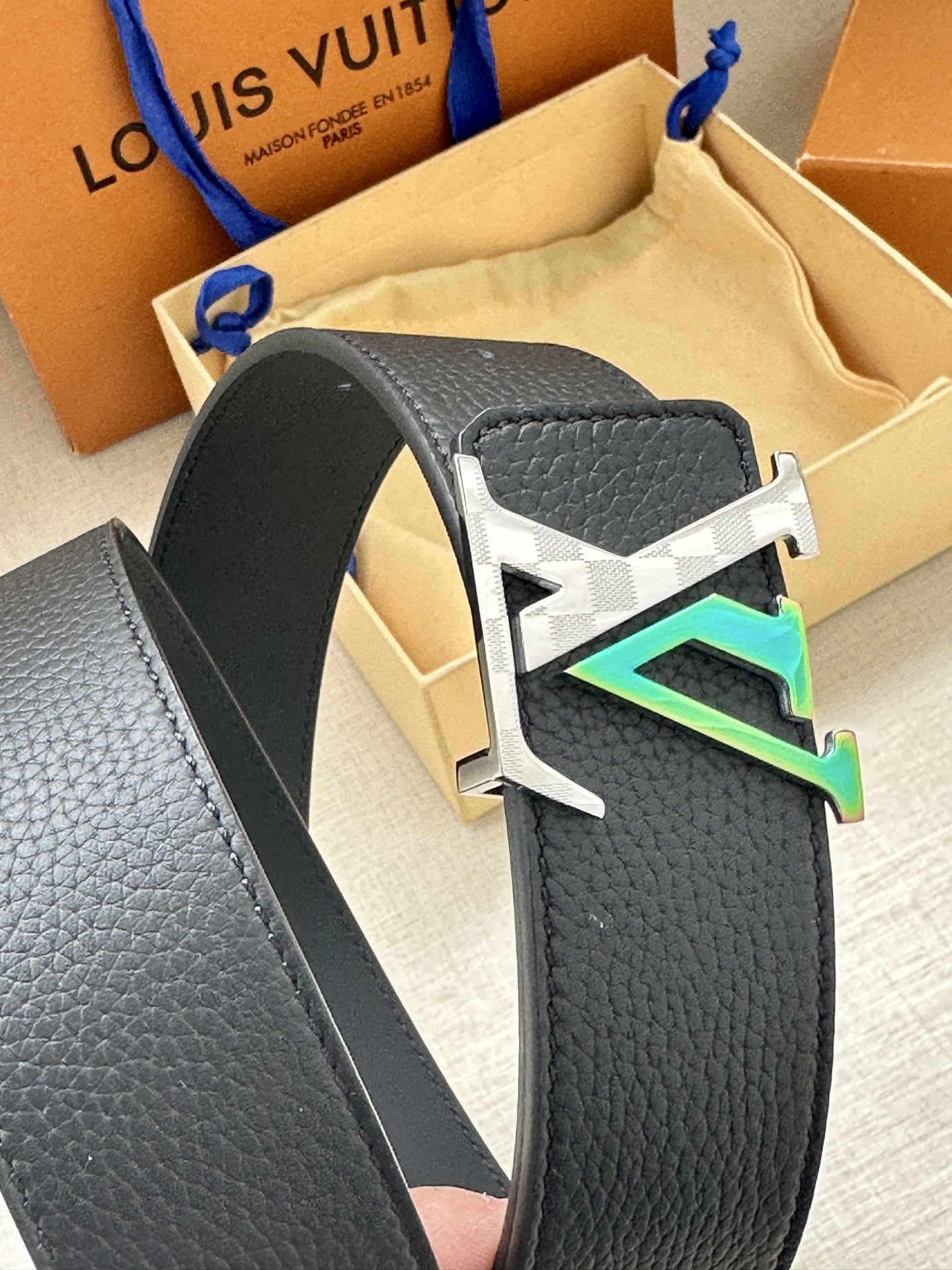 Louis Vuitton Leather Belt Cow Leather Gold L