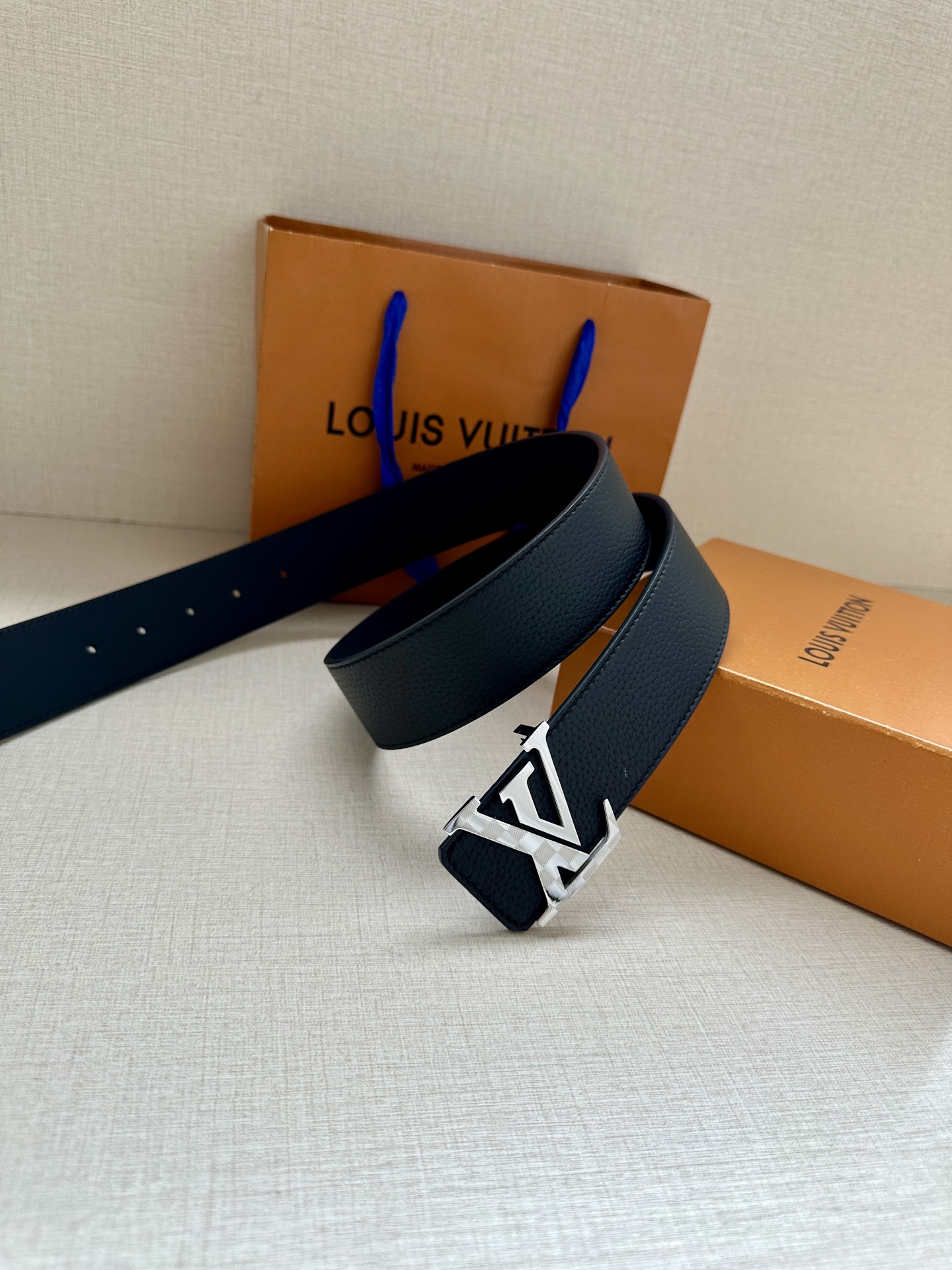 Louis Vuitton Leather Belt Cow Leather Gold L