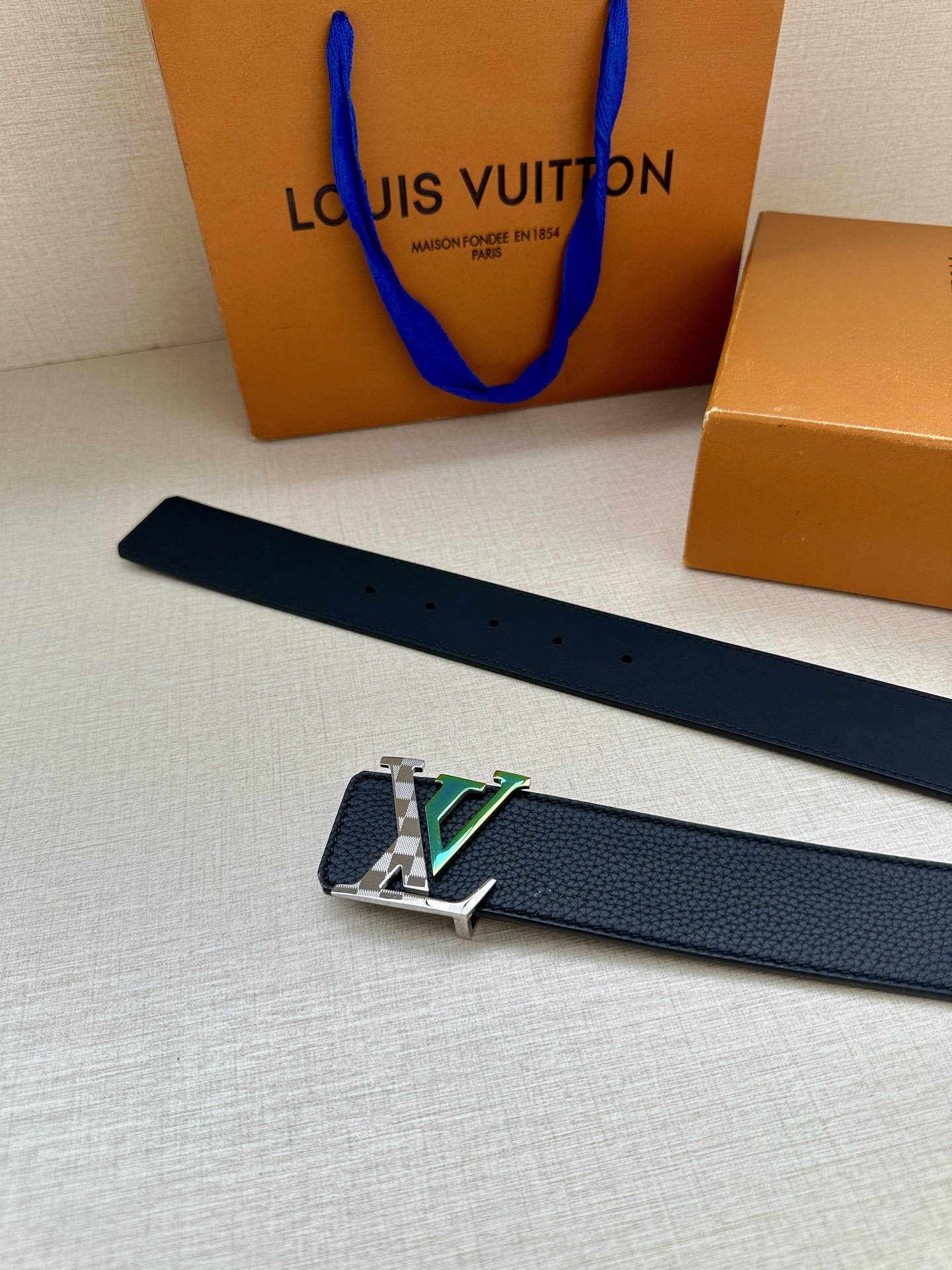 Louis Vuitton Leather Belt Cow Leather Gold L
