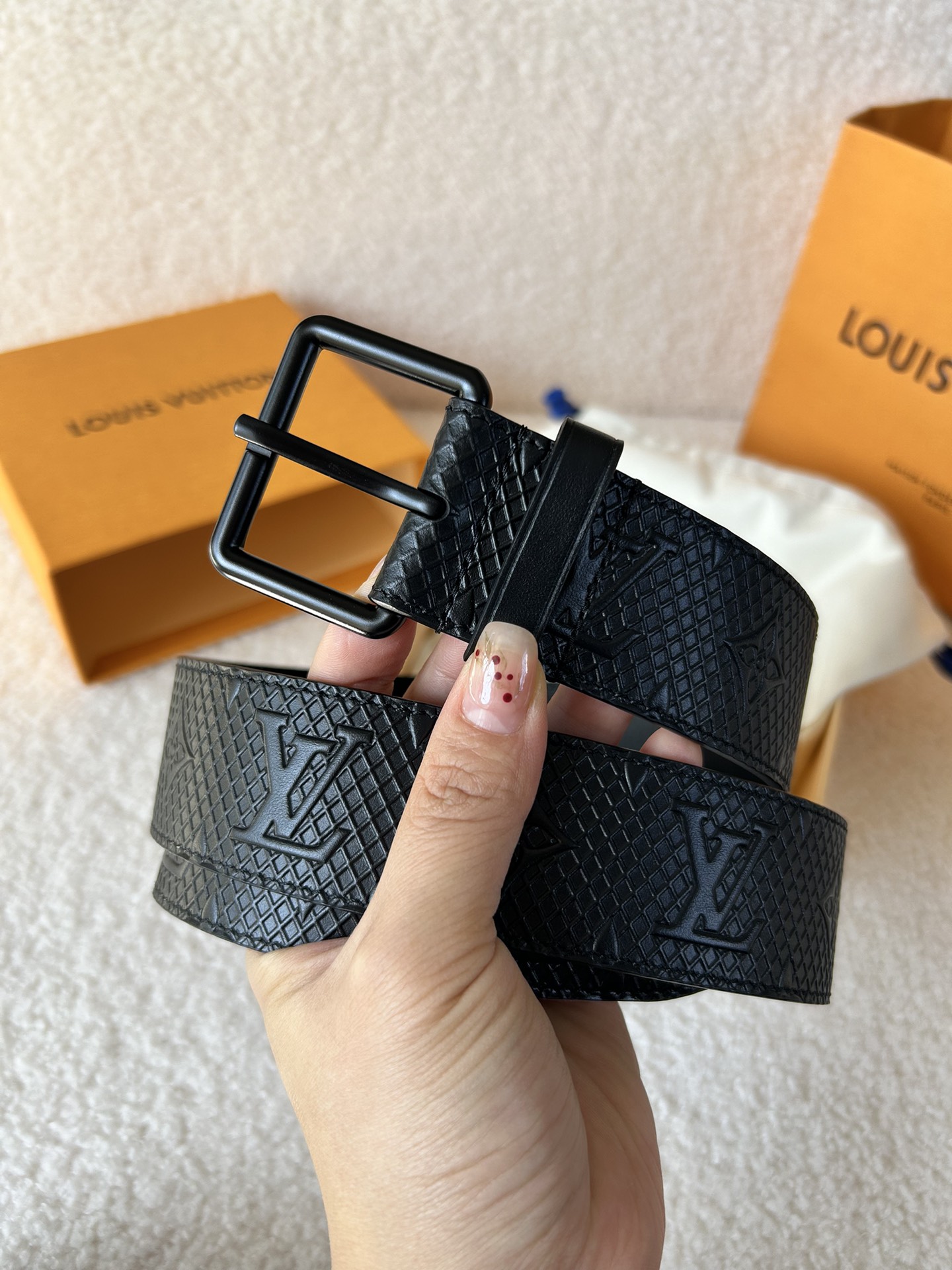 Louis Vuitton Leather Belt Cow Leather L