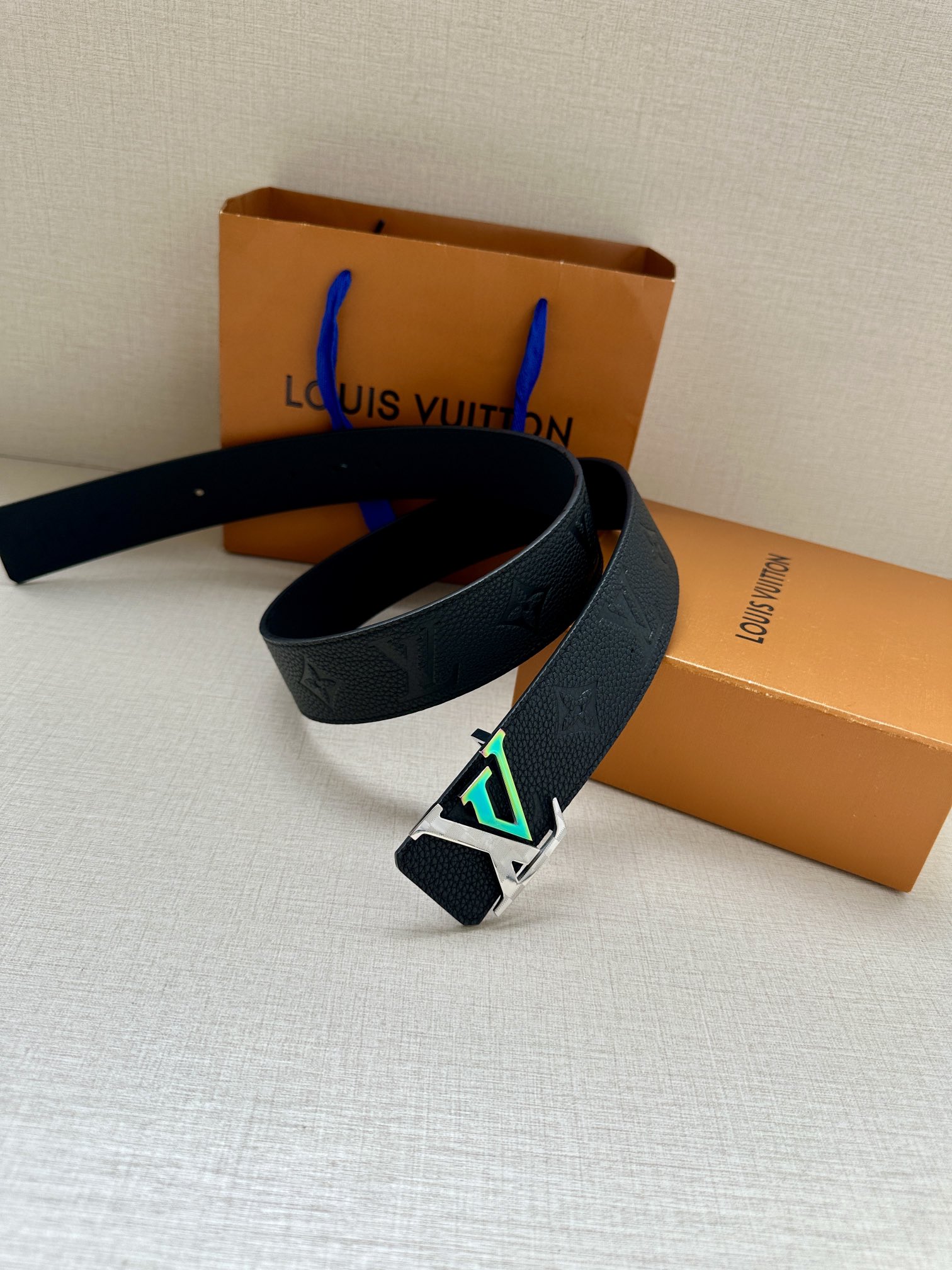 Louis Vuitton Leather Belt Cow Leather Gold L