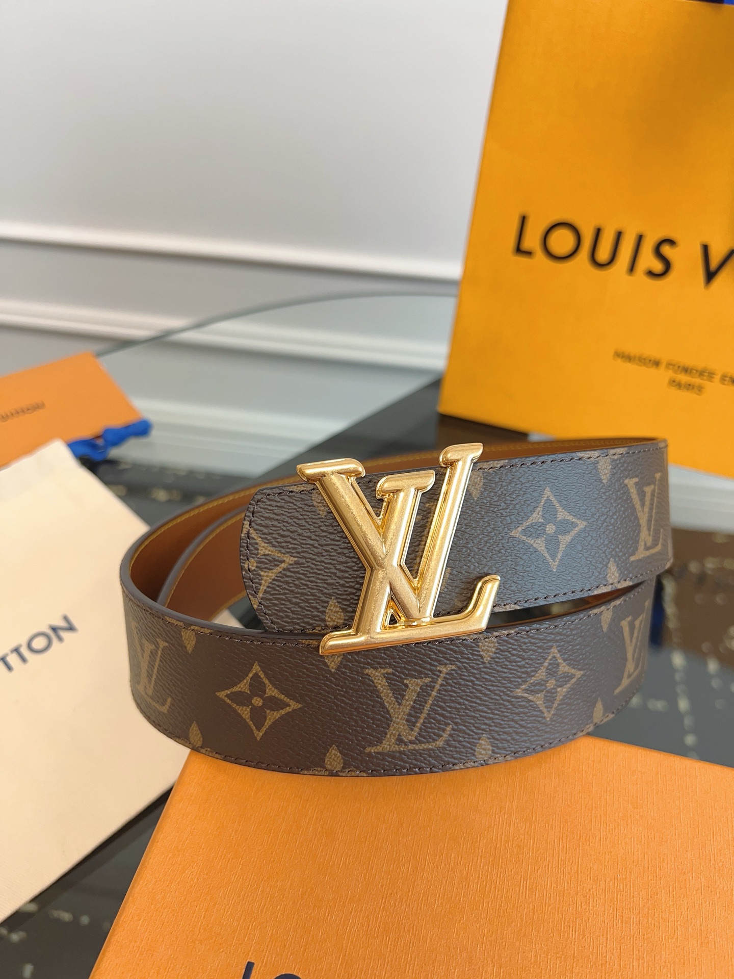Louis Vuitton Male Canvas Belt Canvas 40mm-s-m-l
