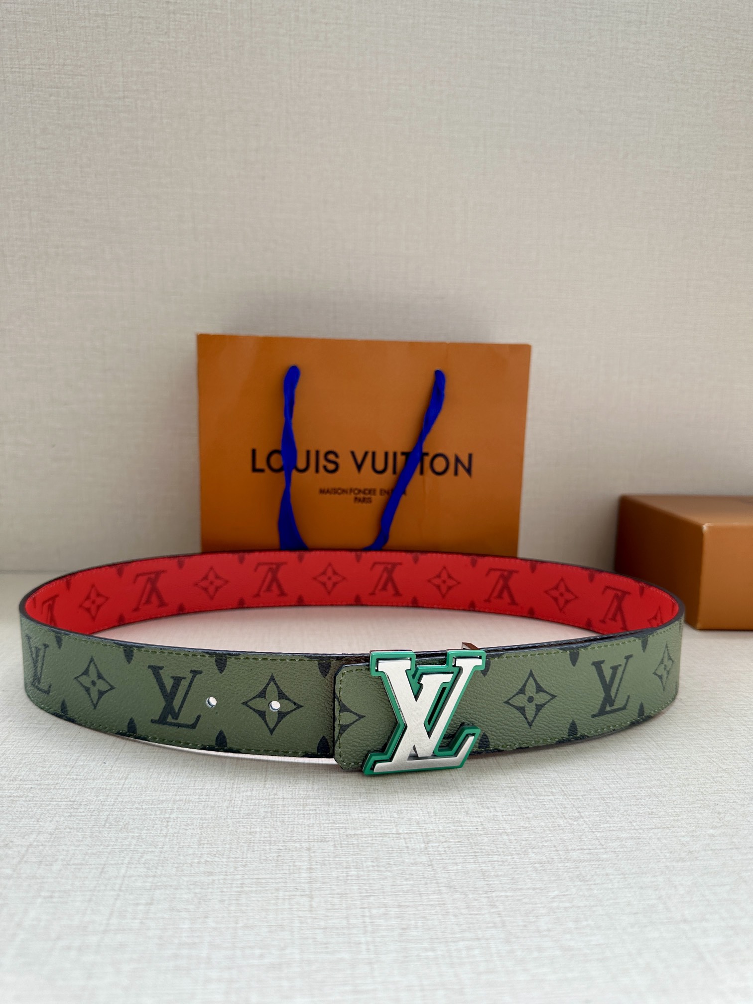 Louis Vuitton Male Basic Belt Green S-m-l