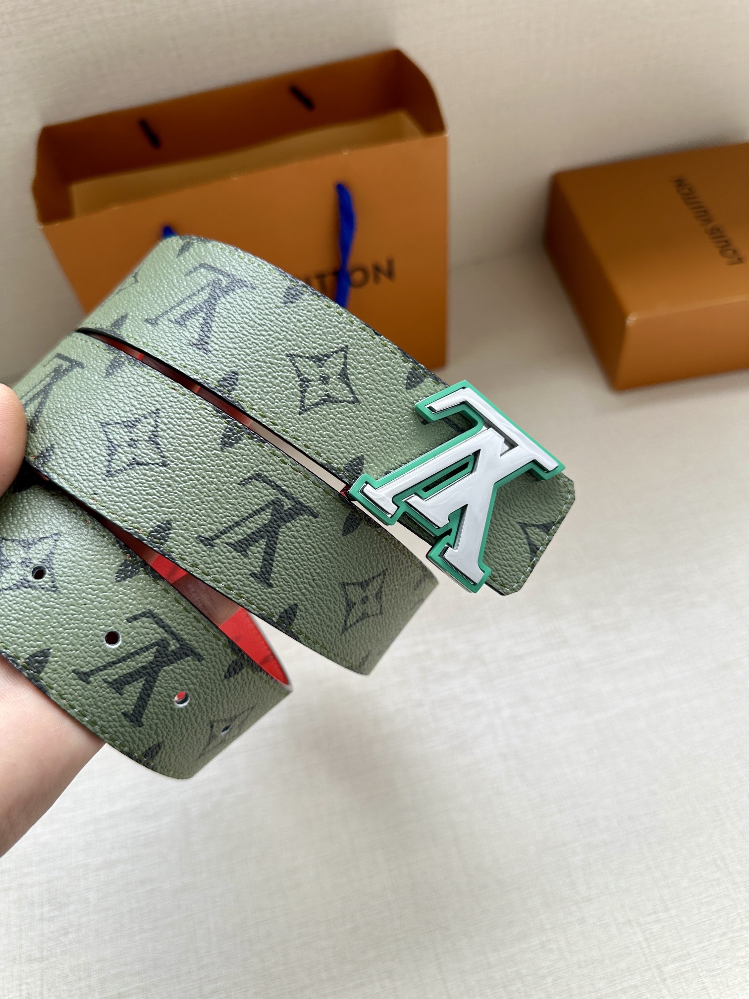 Louis Vuitton Male Basic Belt Green S-m-l