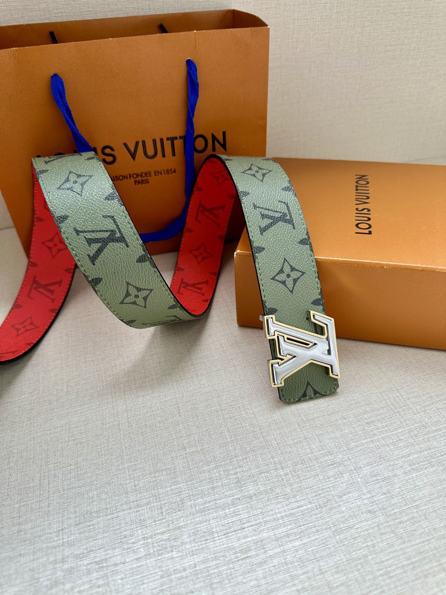 Louis Vuitton Male Basic Belt Green S-m-l