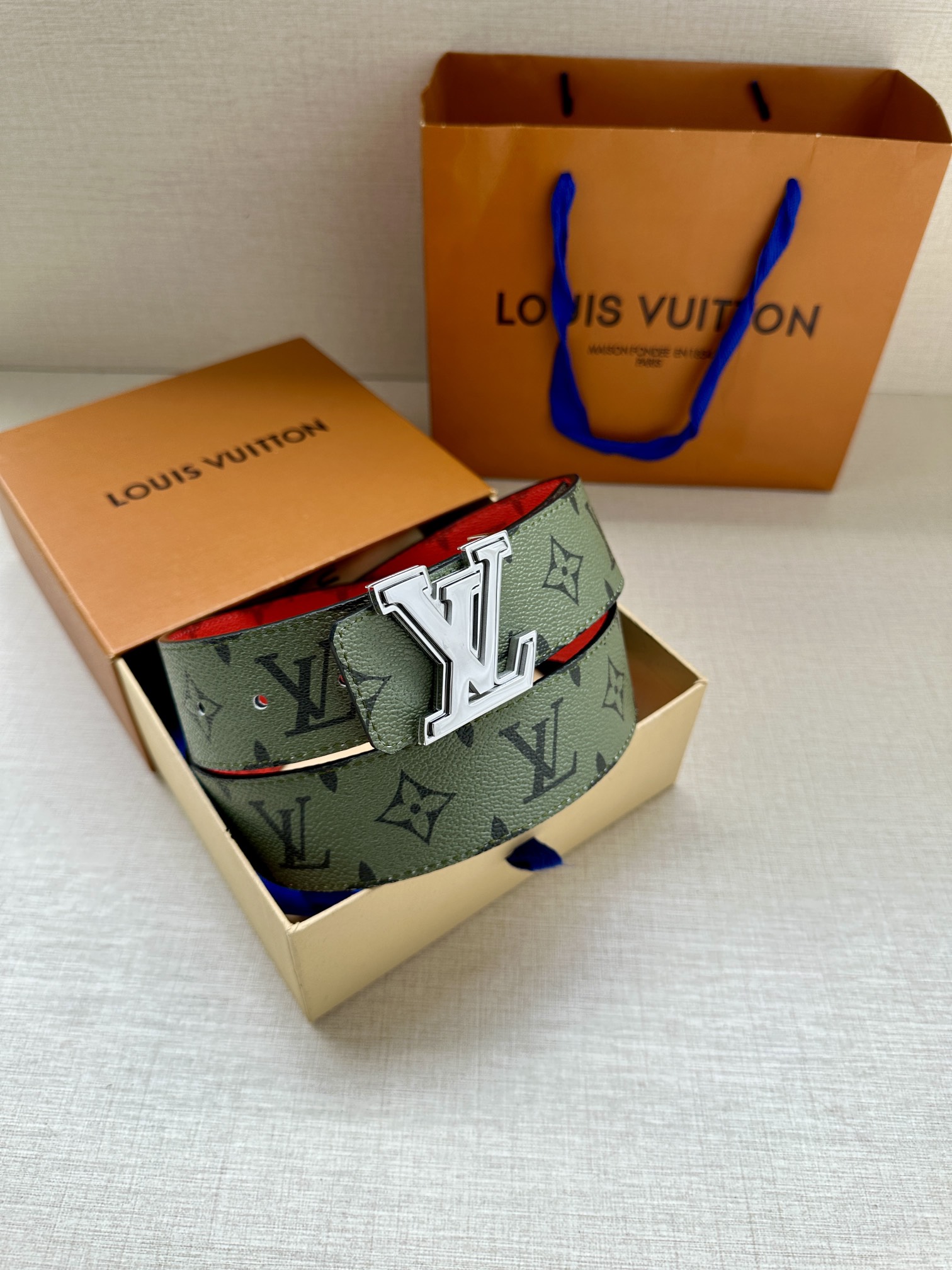 Louis Vuitton Male Basic Belt Green S-m-l