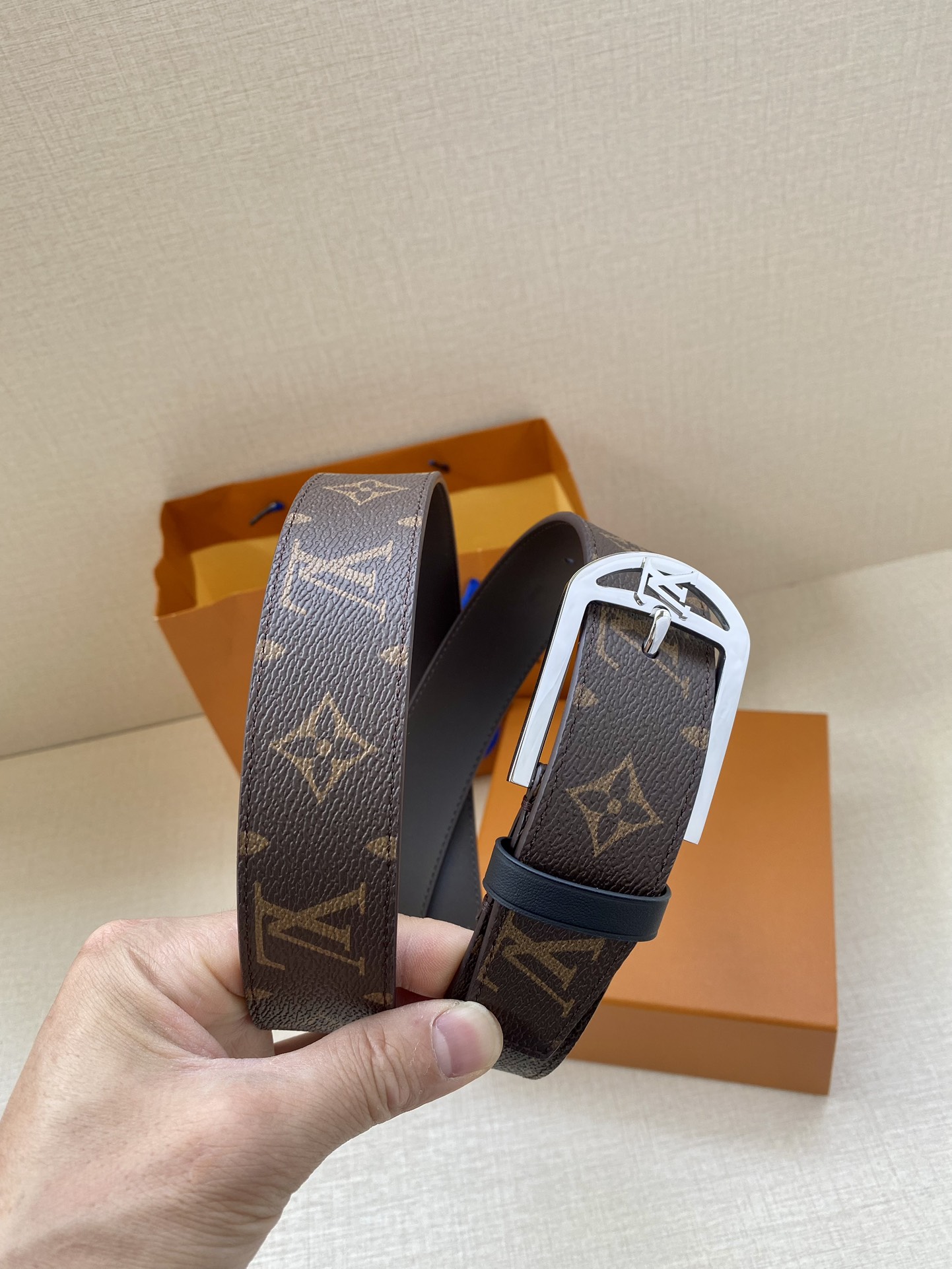 Louis Vuitton Male Canvas Belt Canvas M-l