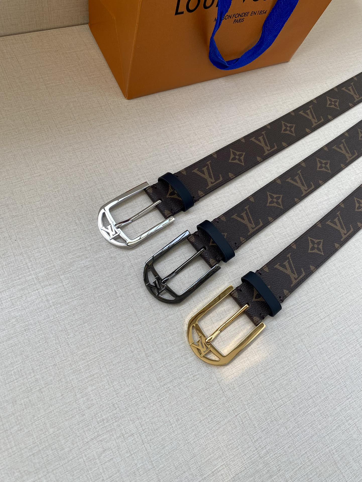 Louis Vuitton Male Canvas Belt Canvas M-l