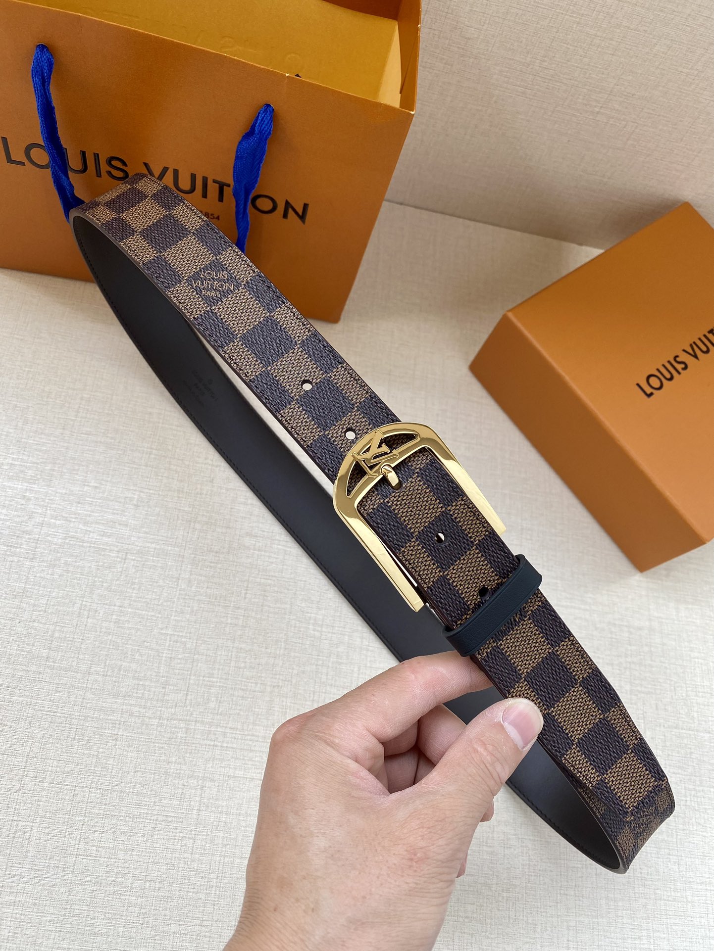 Louis Vuitton Male Canvas Belt Canvas M-l