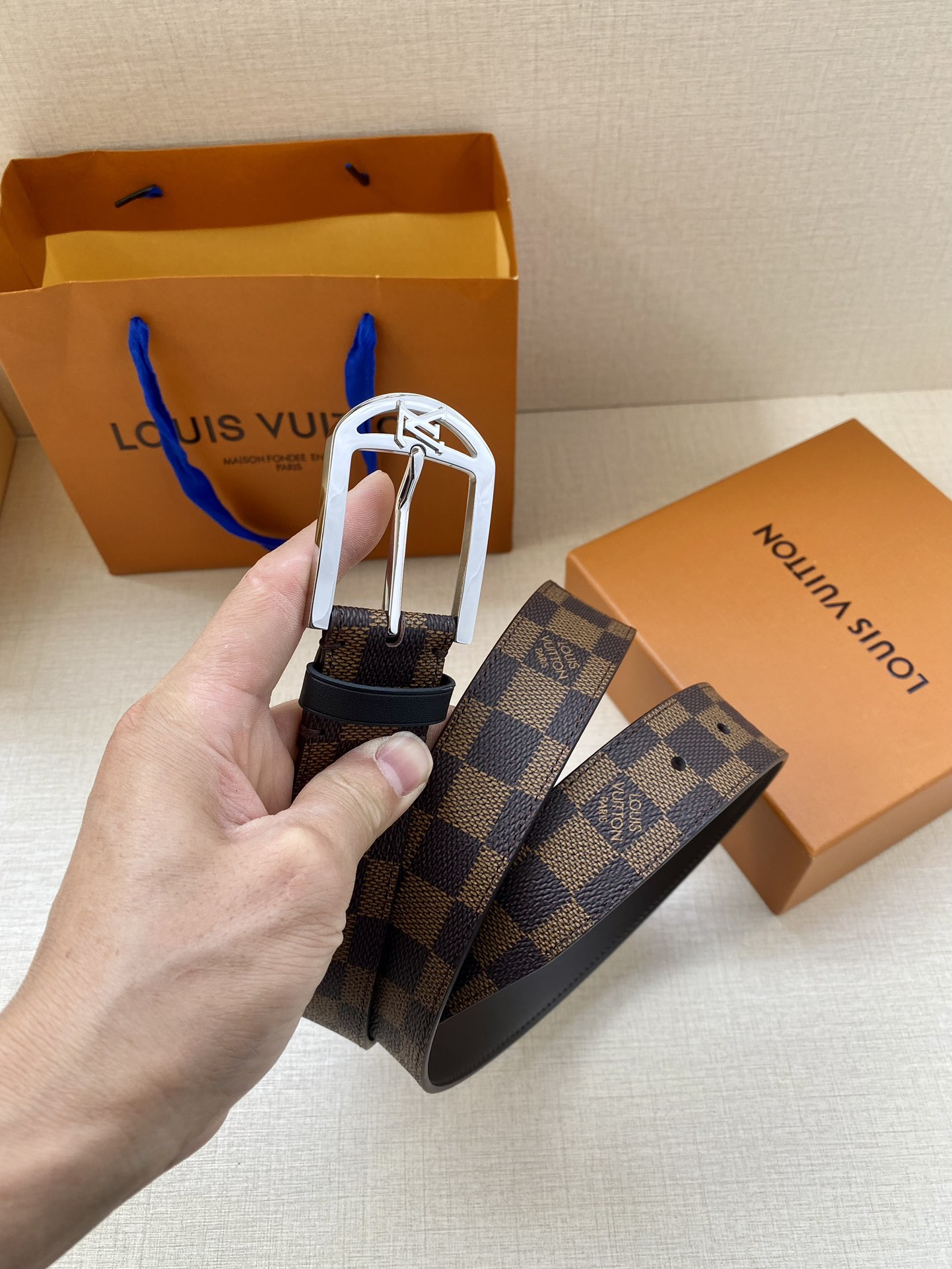 Louis Vuitton Male Canvas Belt Canvas M-l