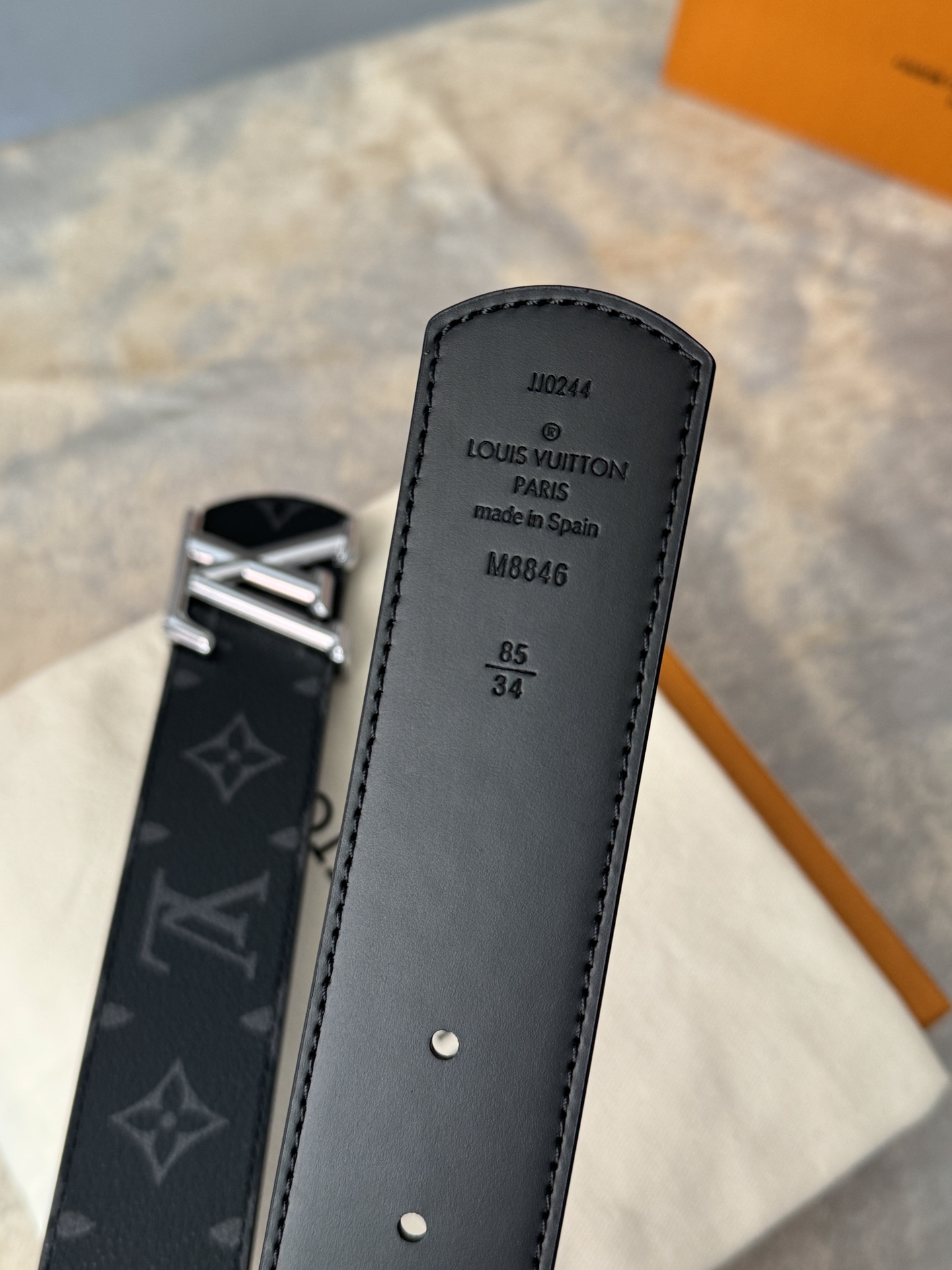 Louis Vuitton Basic Belt Cow Leather Black M-l