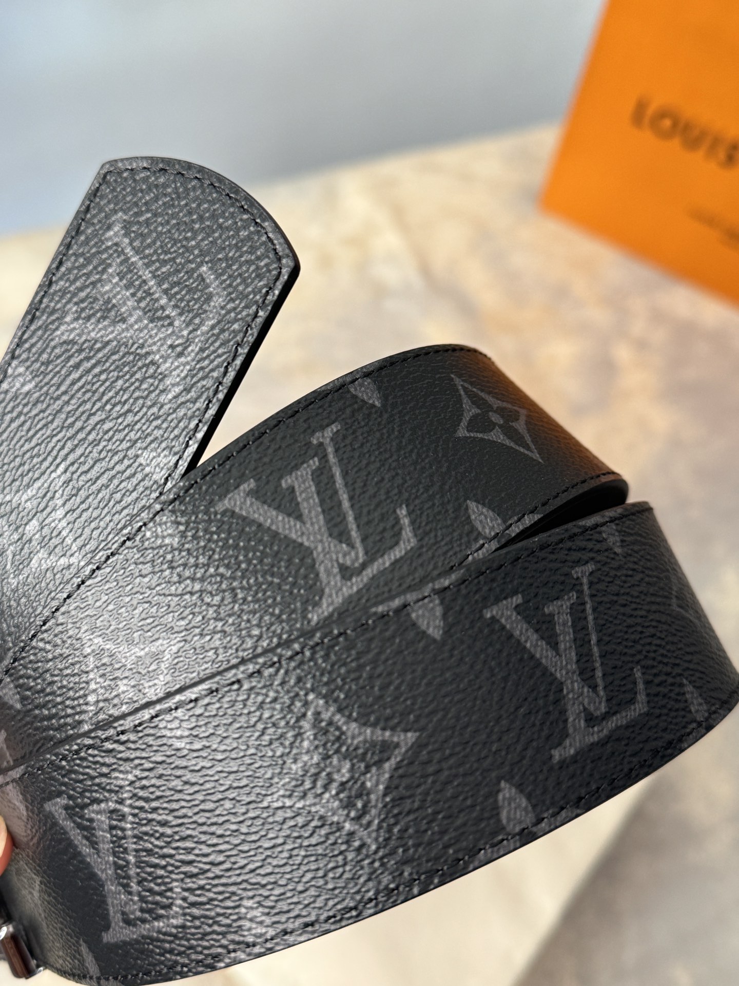 Louis Vuitton Basic Belt Cow Leather Black M-l