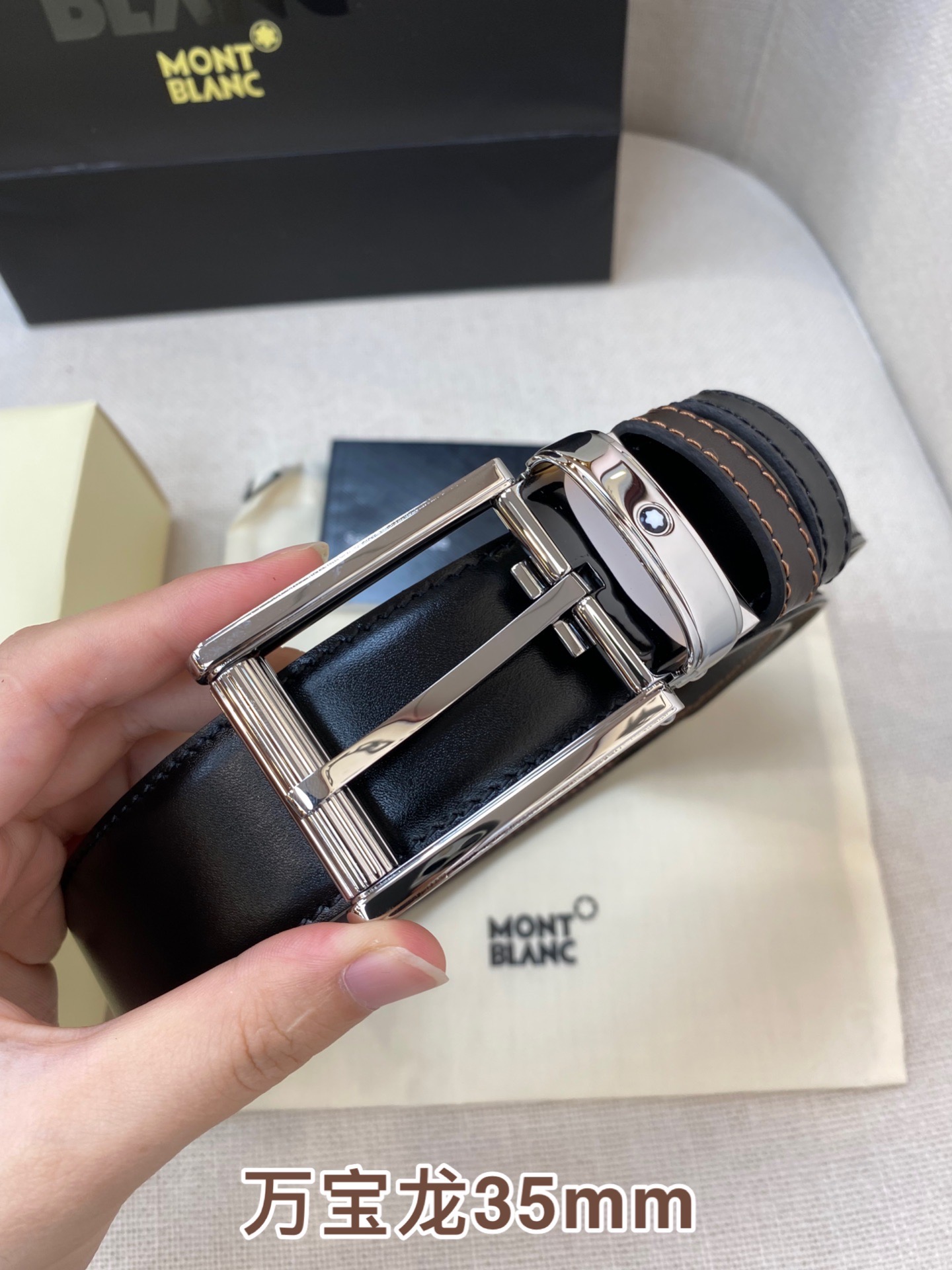 Montblanc Leather Belt Top Grain Leather M-l
