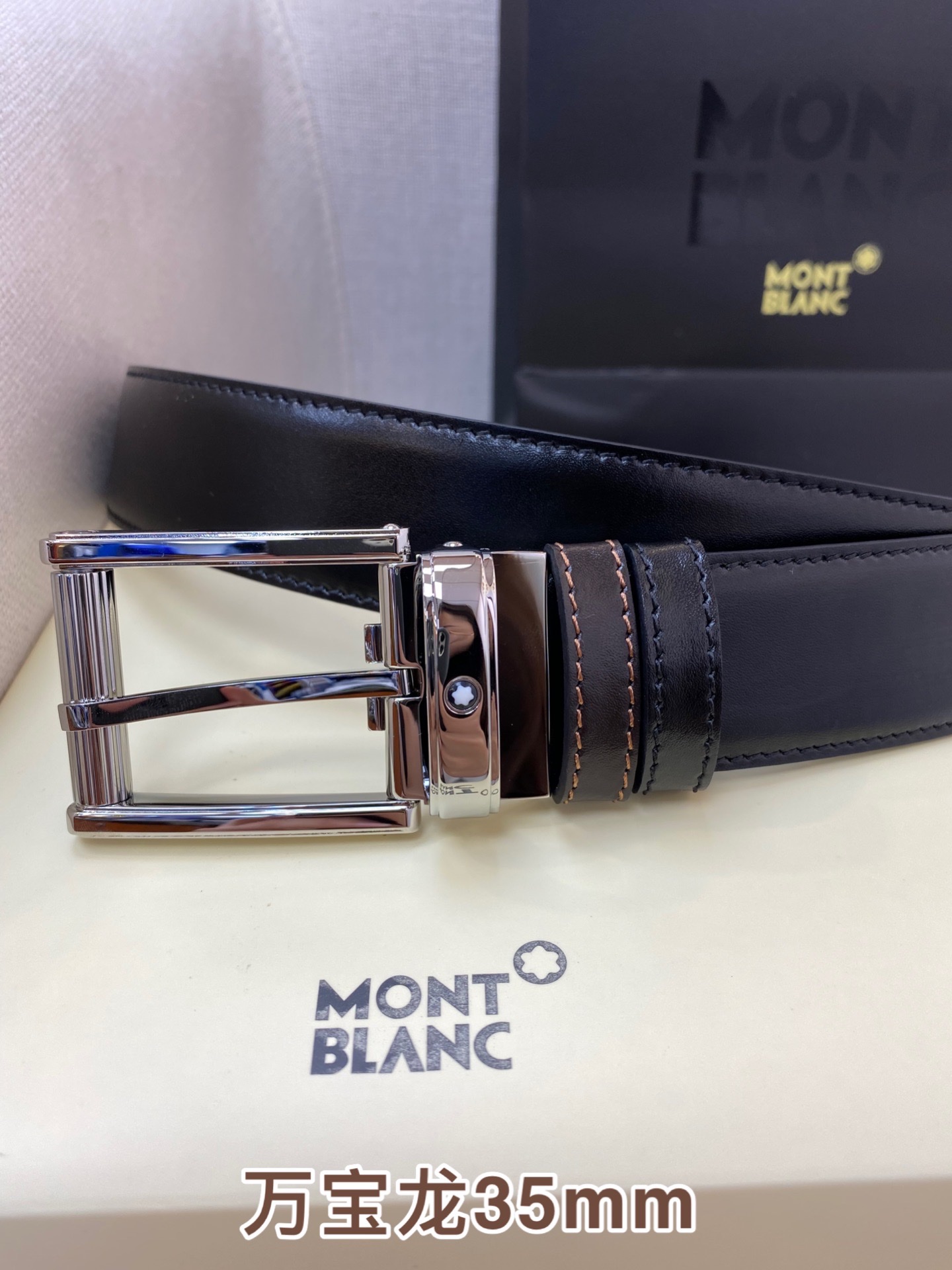 Montblanc Leather Belt Top Grain Leather M-l