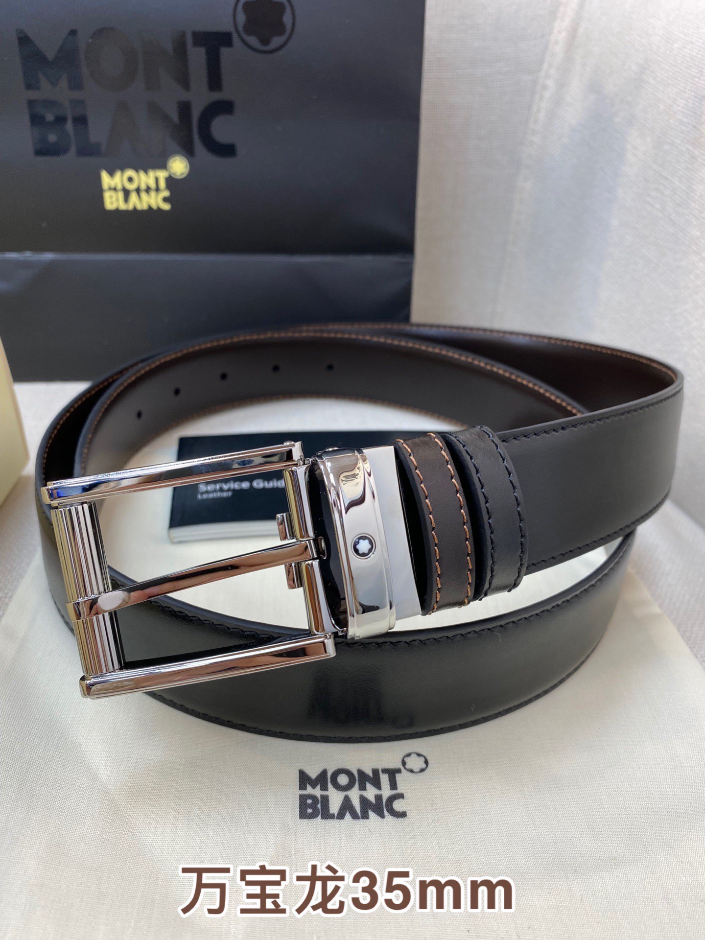 Montblanc Leather Belt Top Grain Leather M-l