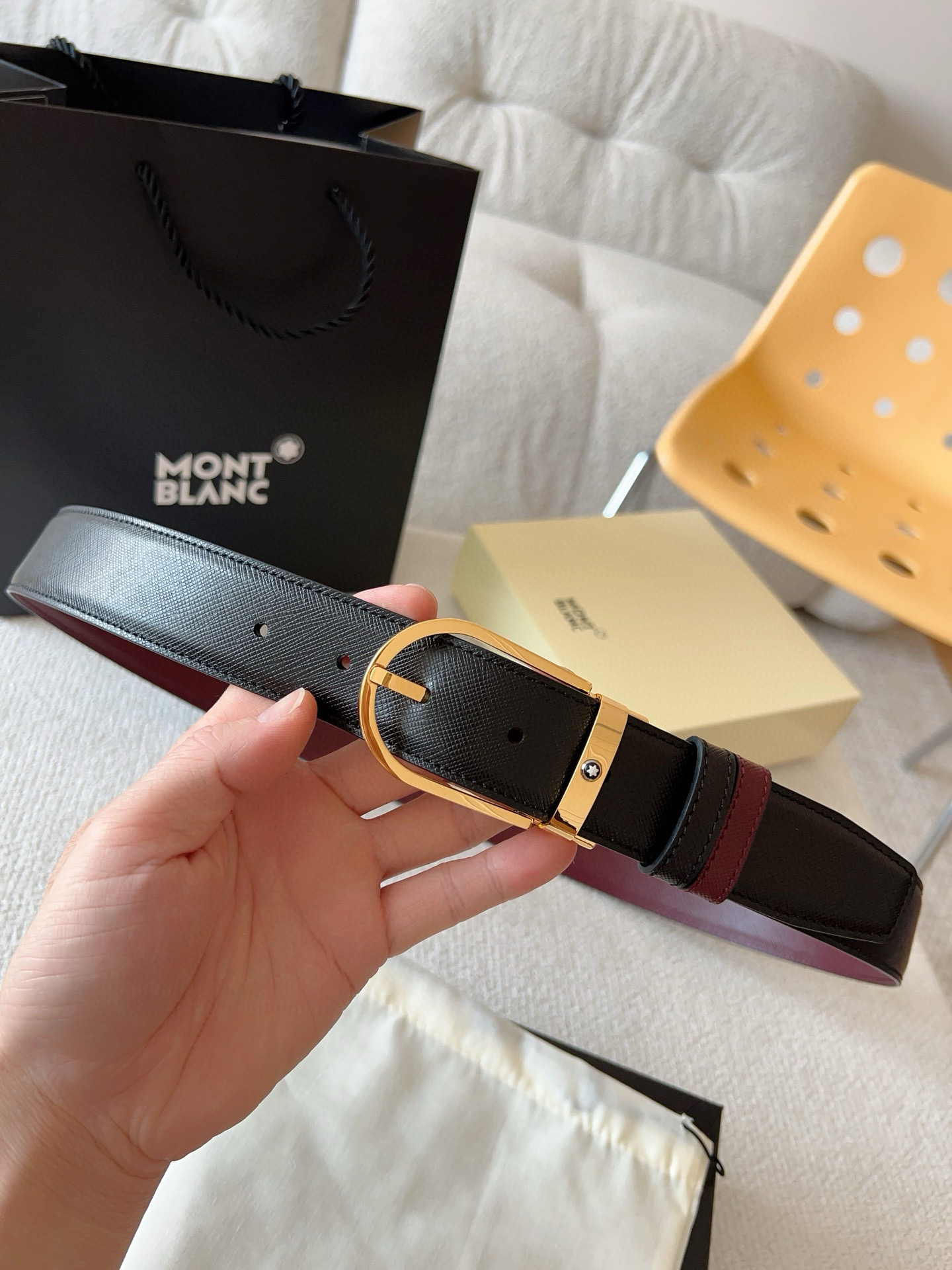 Montblanc Leather Belt Top Grain Leather M-l