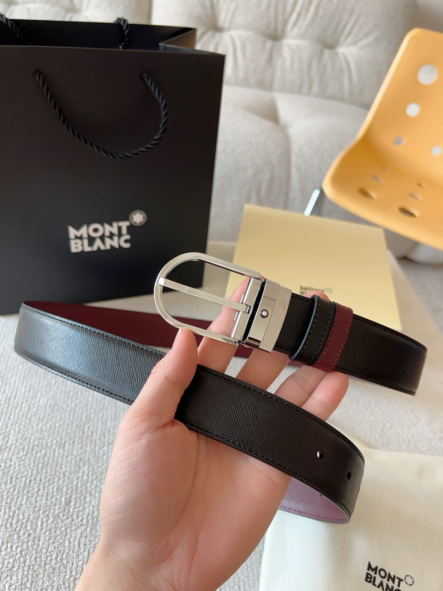 Montblanc Leather Belt Top Grain Leather M-l